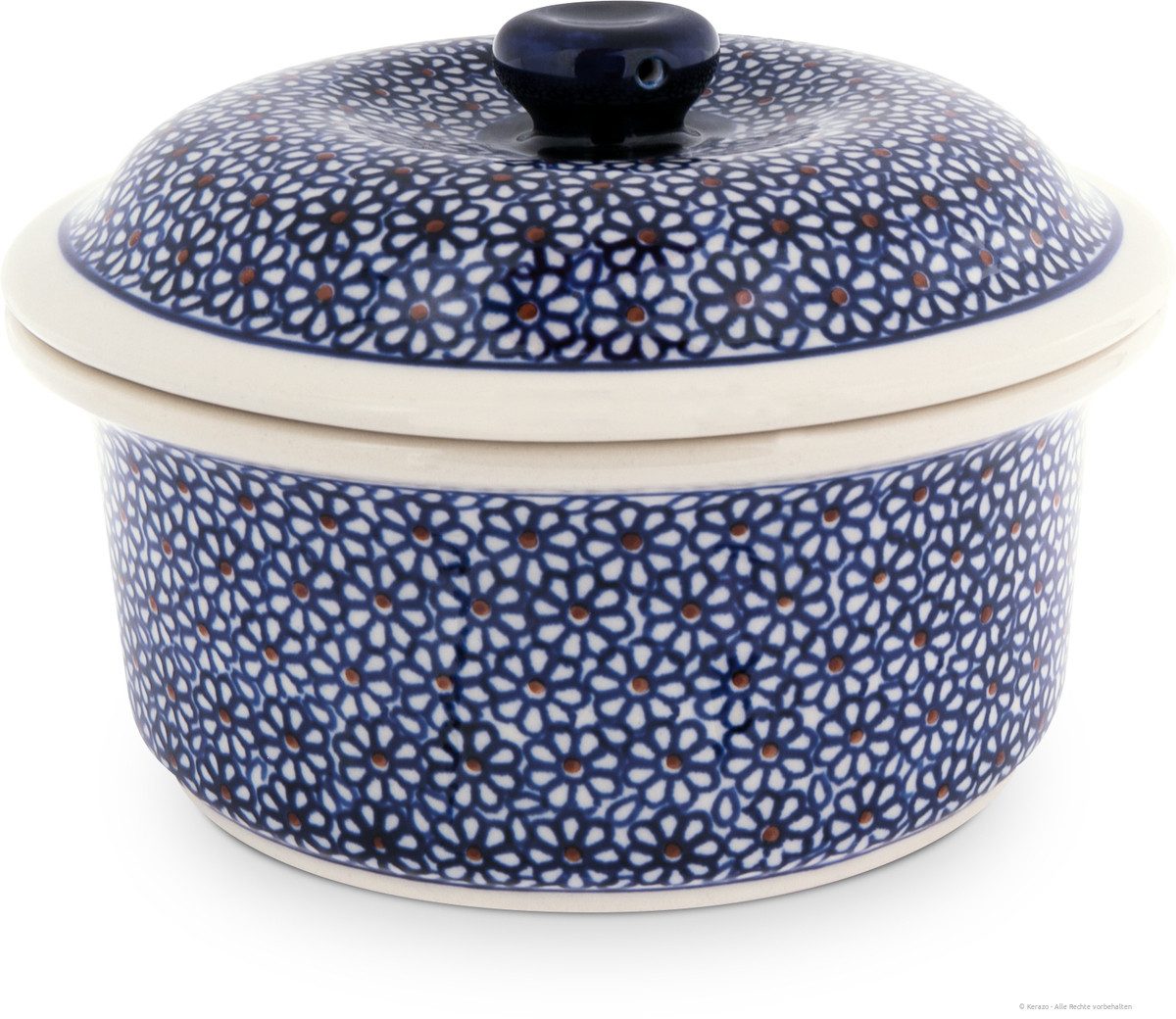 Bunzlauer Keramik Bräter Bunzlauer Keramik 1,2L Bräter mit Deckel Ø20,3cm Dekor 120, Keramik