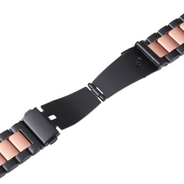 Wigento Smartwatch-Armband Für Google Pixel Watch 1 + 2 Stahl Metall Smart Armband Schwarz / Pink