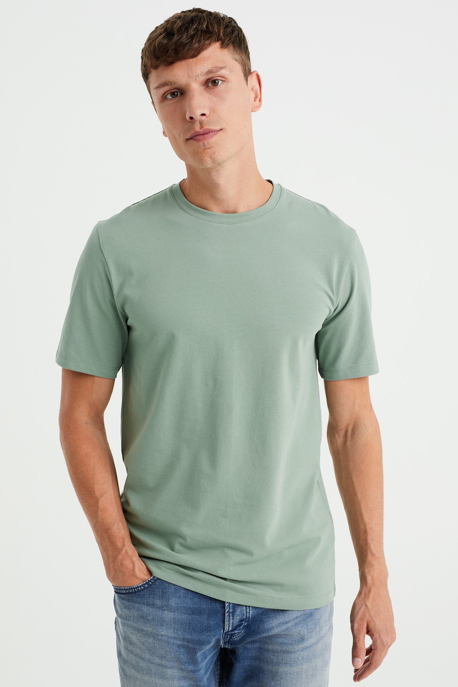 Olivgrün Fashion T-Shirt WE (1-tlg)