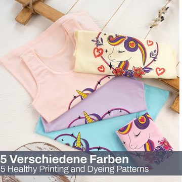 LOREZA Unterhemd 5 Mädchen Unterhemden Baumwolle - Unicorn (Set, 5-St)