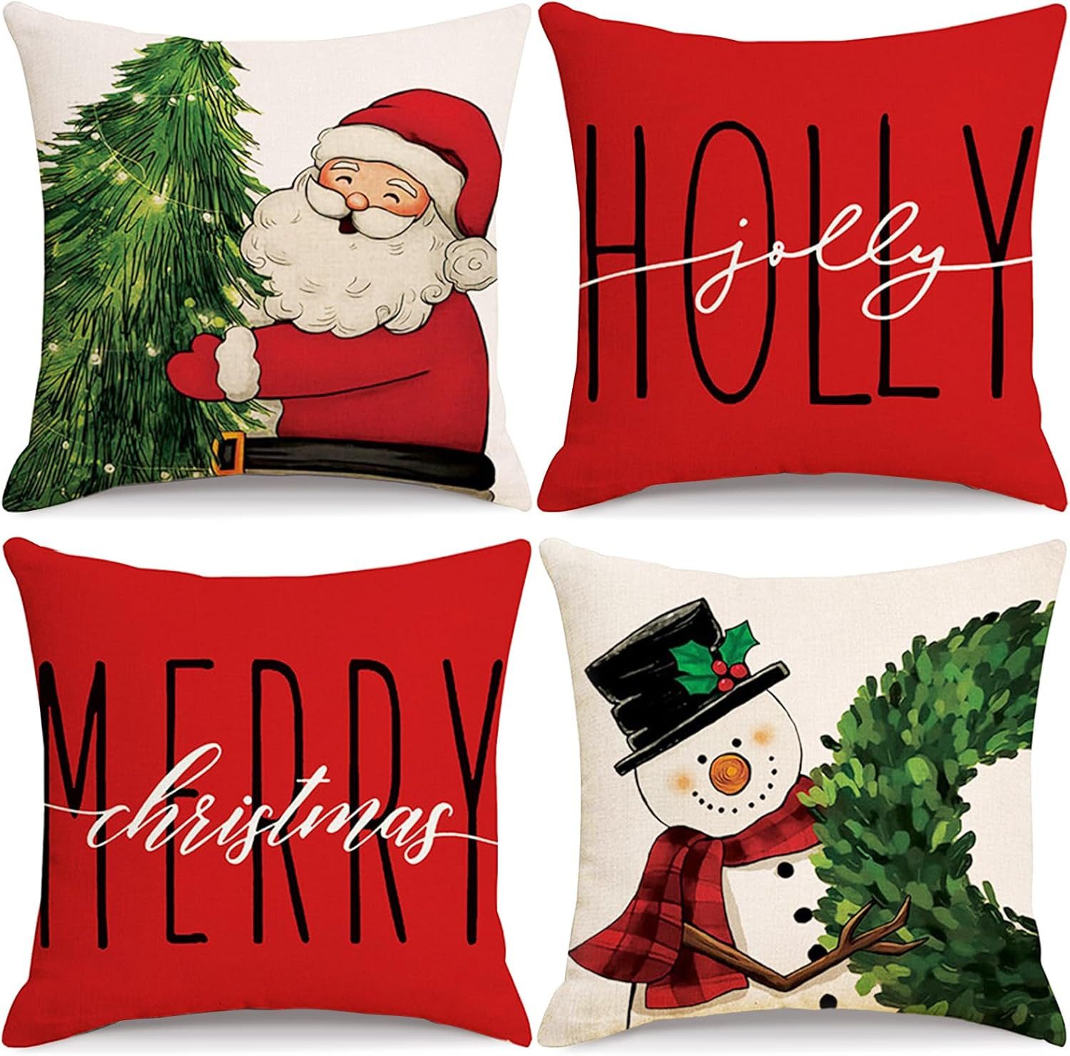Coonoor Kissenbezüge Weihnachten Leinen Kissenbezüge 4 Stück,45x45cm Zierki günstig online kaufen