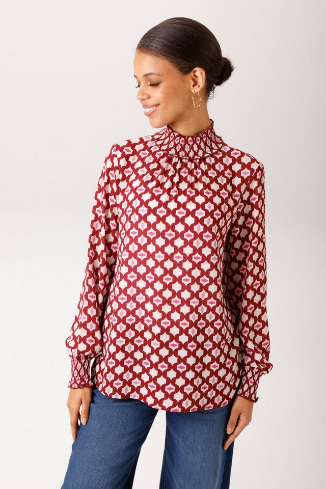 Aniston CASUAL Schlupfbluse mit trendfarbenem Retro-Druck - NEUE KOLLEKTION