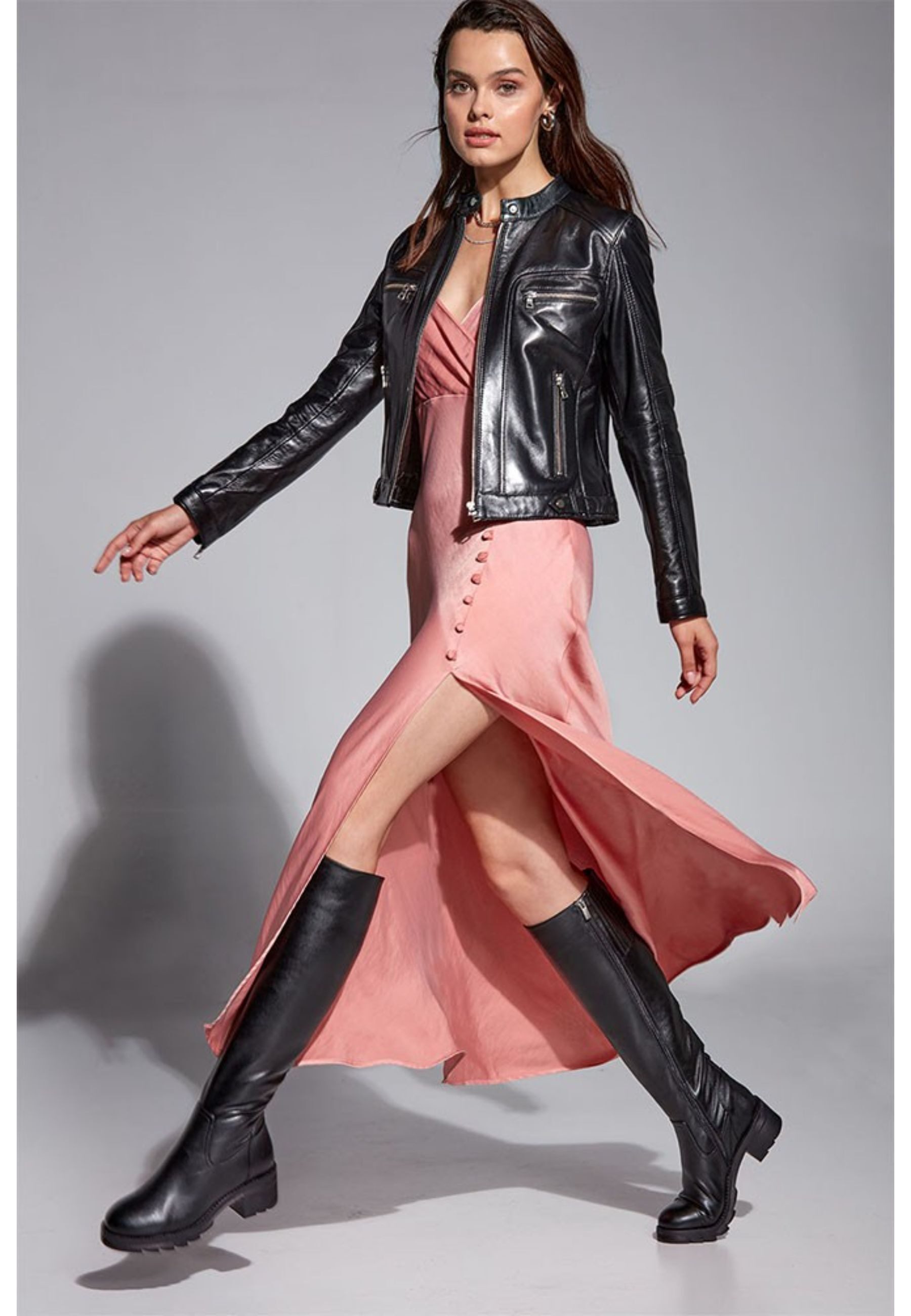 Derimod Lederjacke Sara Kurze Lederjacke Regular Fit, Reißverschluss, Stehk günstig online kaufen