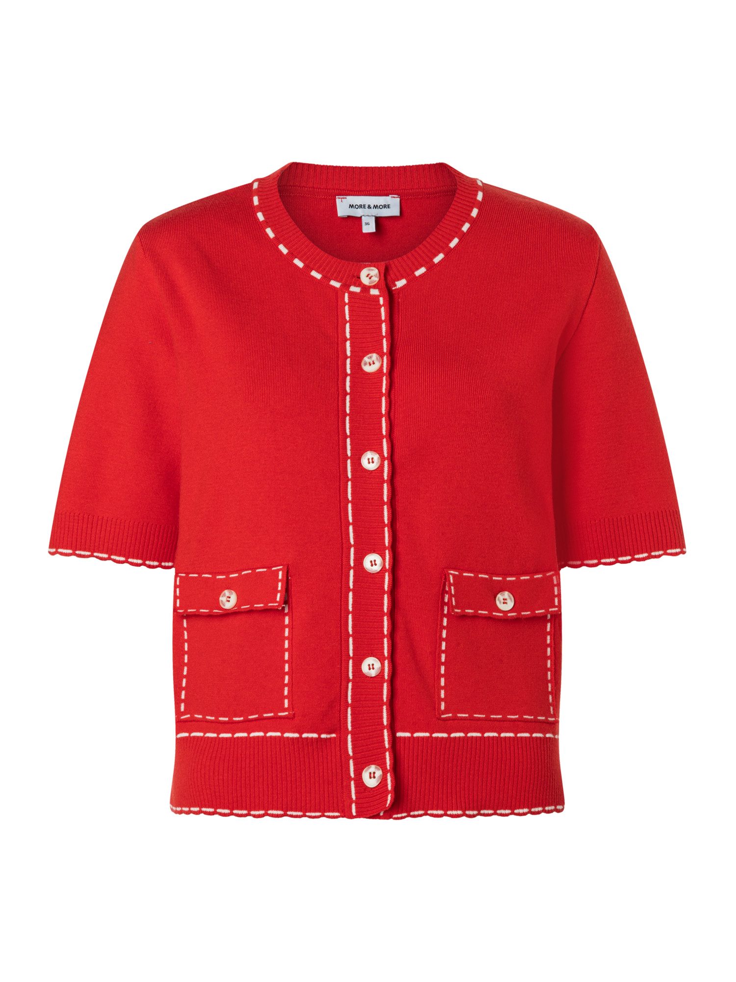 MORE&MORE Strickjacke stylishe Kurzarm-Strickjacke, Ziernähte günstig online kaufen