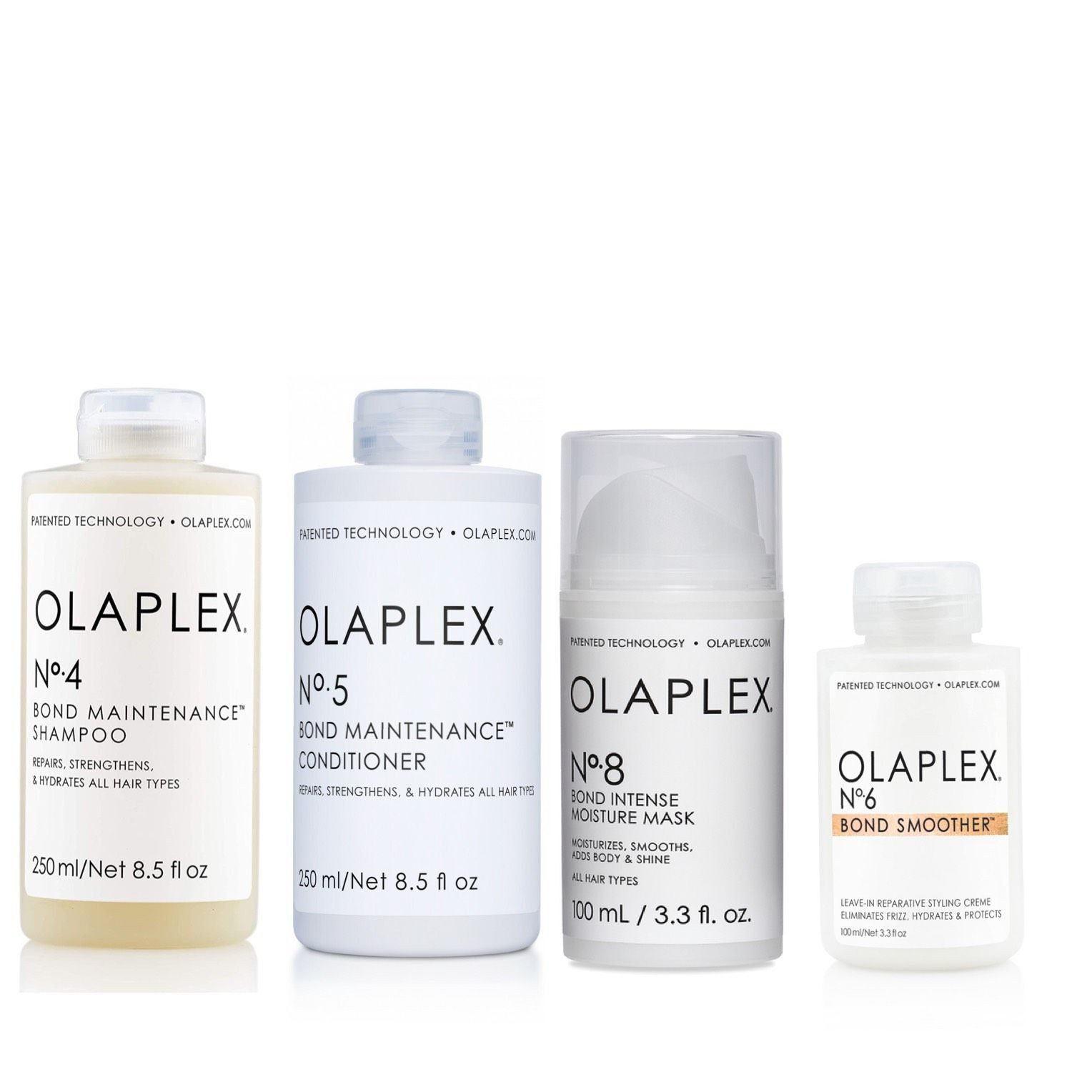 Olaplex Haarpflege-Set No.4 Shampoo + No.5 Conditioner + No.8 Mask + No.6 Smoother, 4-tlg.