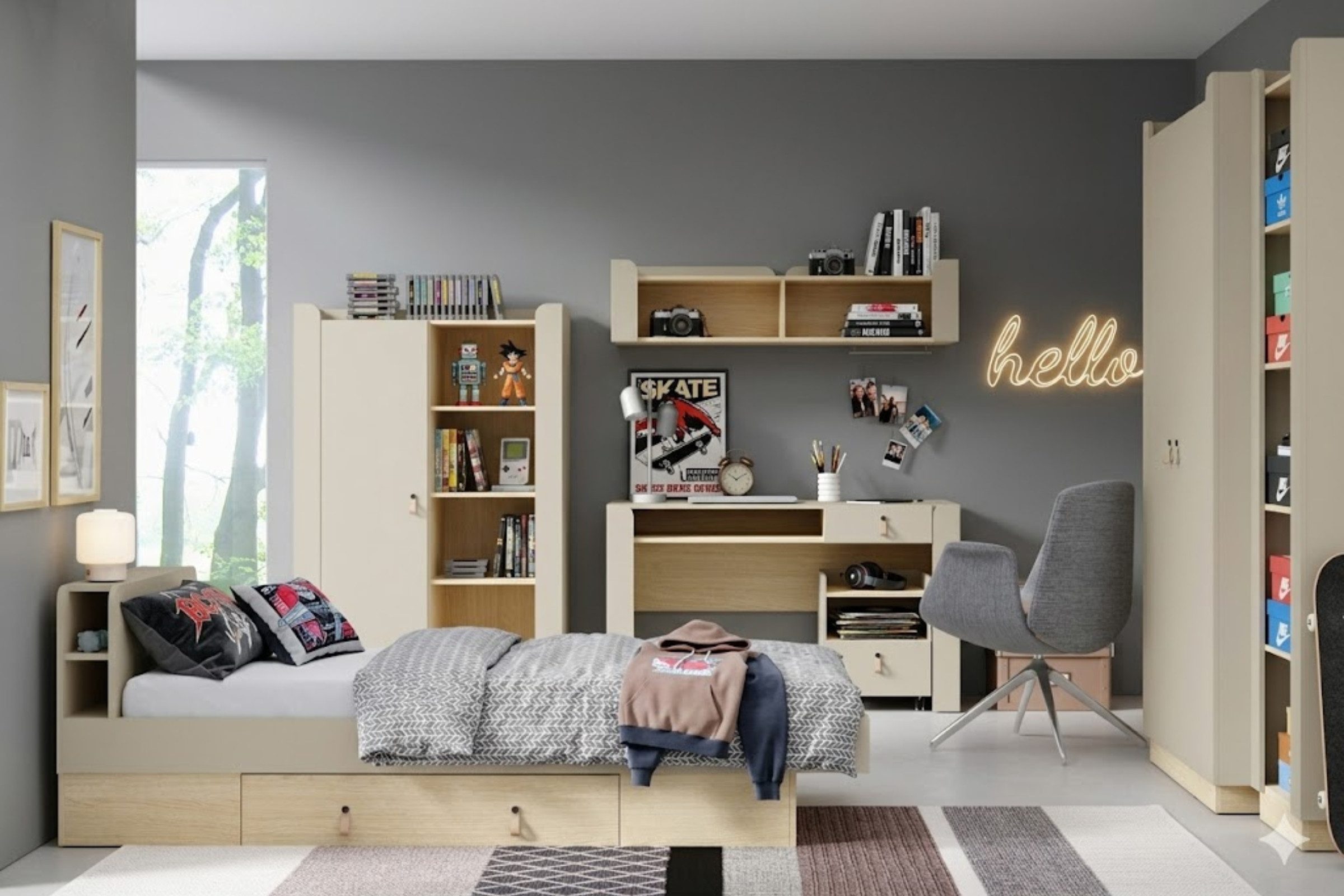 Deine Möbel 24 Hängeregal SOVI 11 Hängeschrank 180 cm breit, Wandregal, skandinavisches Design, Set 1-tlg., ideal für Wohnzimmer und Jugendzimmer