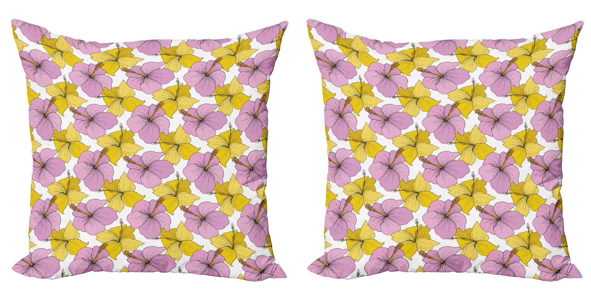 Kissenbezüge Modern Accent Doppelseitiger Digitaldruck, Abakuhaus (2 Stück), Hibiskus Bicolor Wilde Tropic Flora