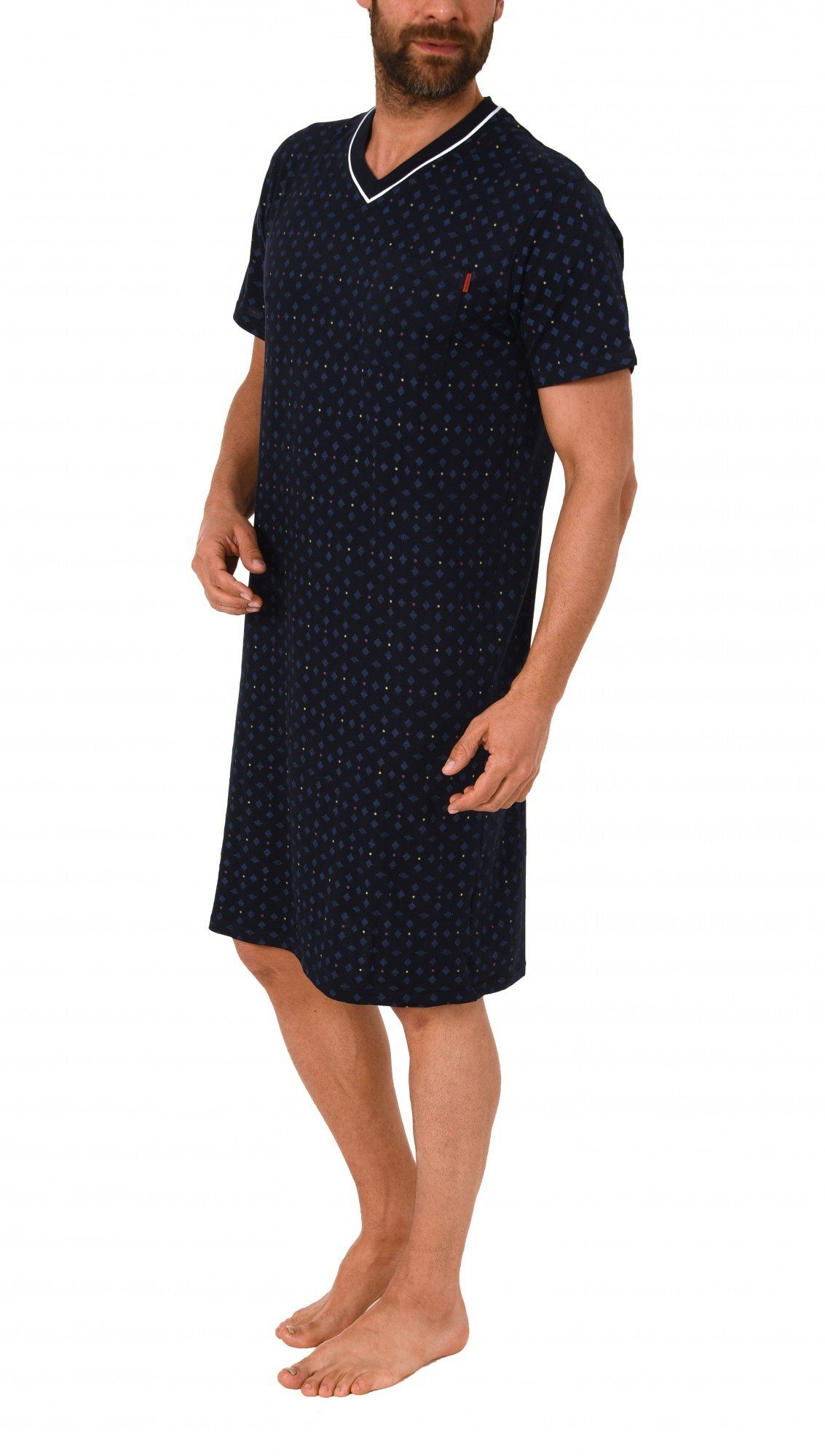 Normann Pyjama Herren Nachthemd kurzarm mit V-Hals - auch in Übergrößen erh günstig online kaufen