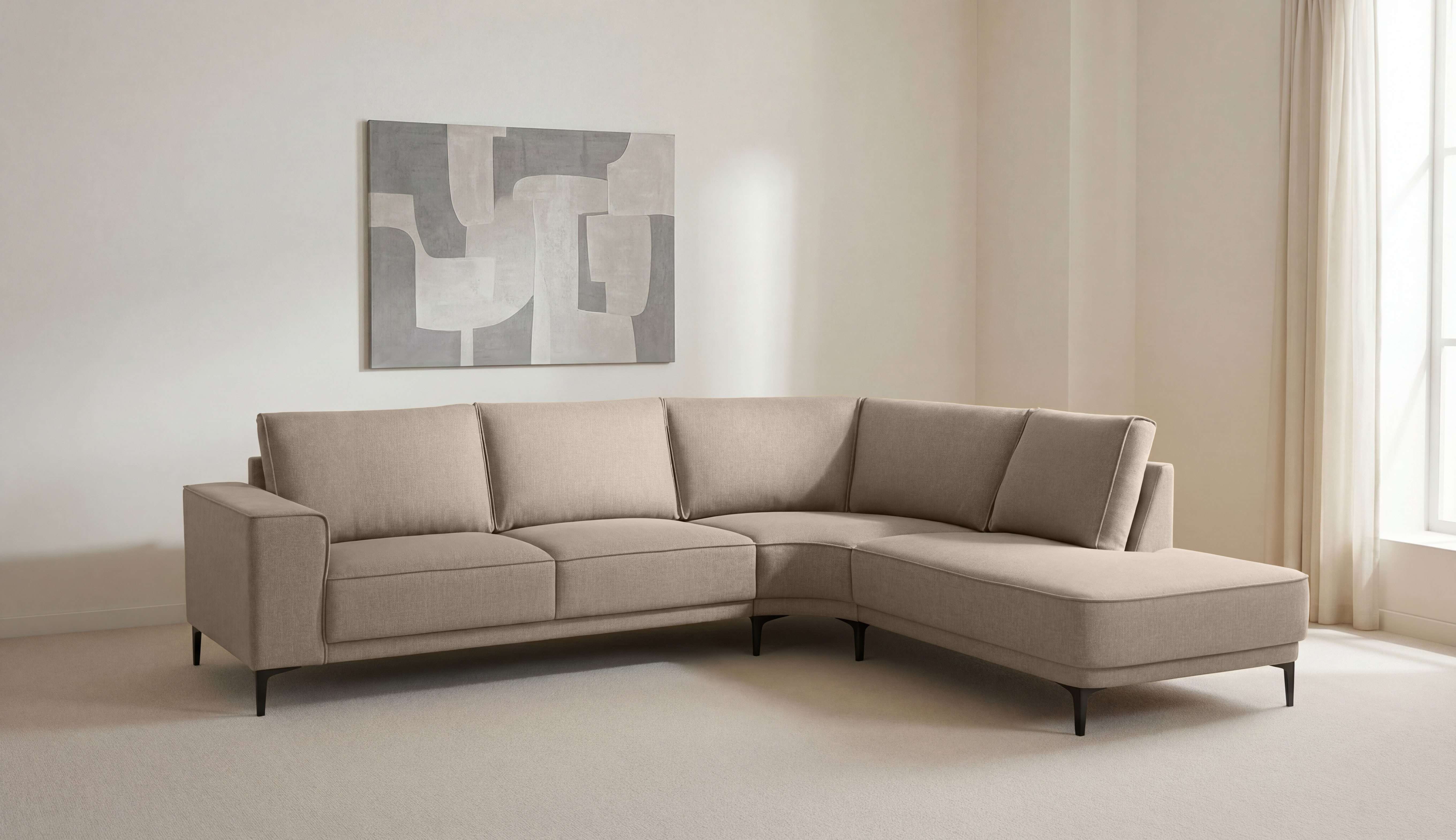 OTTO home Ecksofa Casina, mit abgerundeter Ottomane, in einem weichen Chenille-Stoff