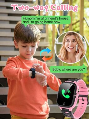 clleylise für Kinder Jungen und Mädchen Smartwatch (1.54 Zoll), mit S0S und Telefon, 15 Spielen, SOS-Anruf Kamera, Wecker Touchscreen