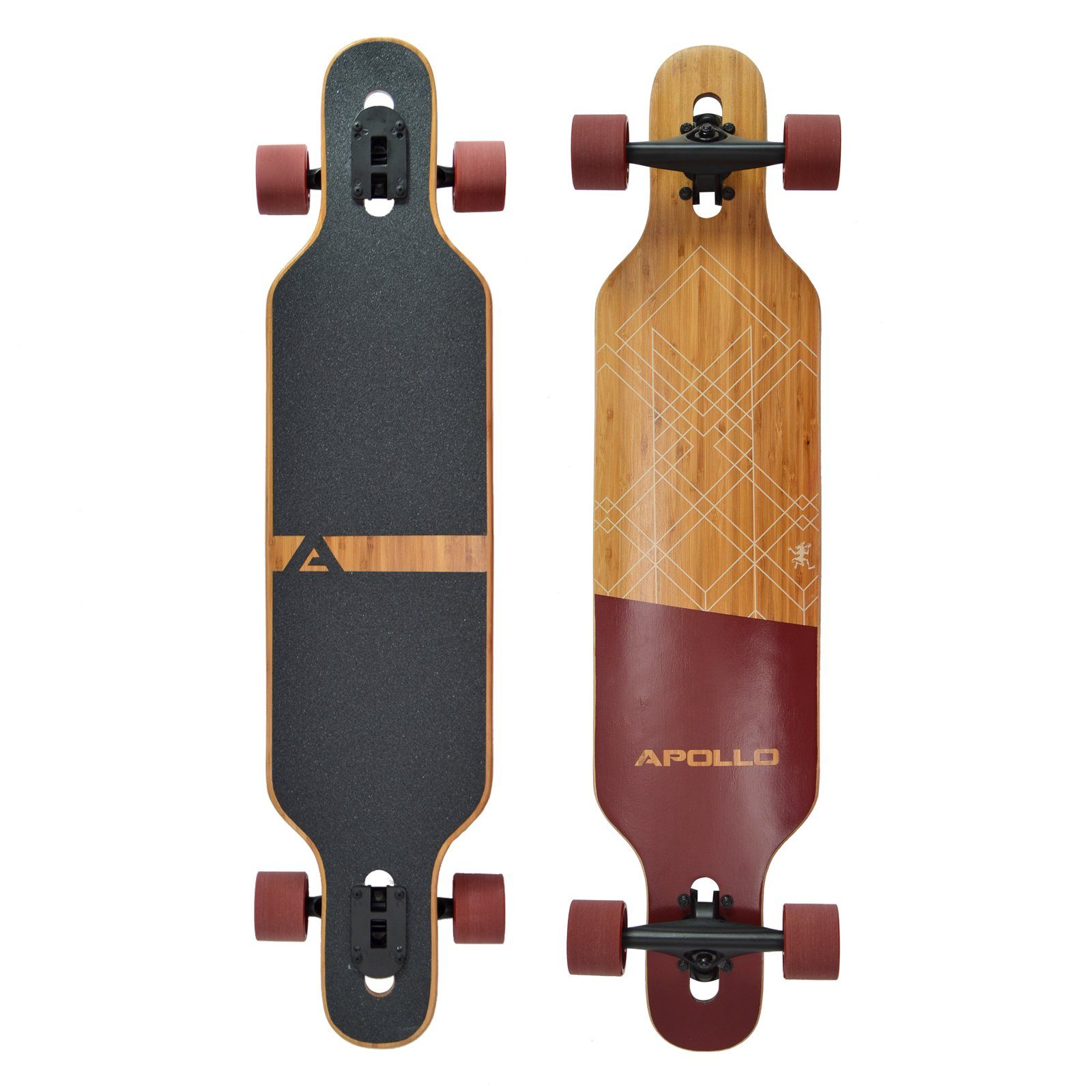 Apollo Longboard Twin Tip DT Longboard 39", aus Holz mehrlagig verleimt für Idealen Flex & Stabilität