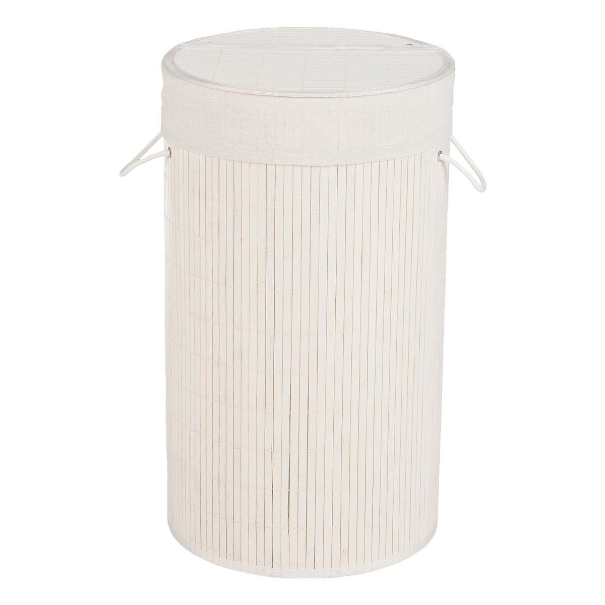 55 weiß Liter, Deckel Bamboo, mit WENKO Wäschekorb