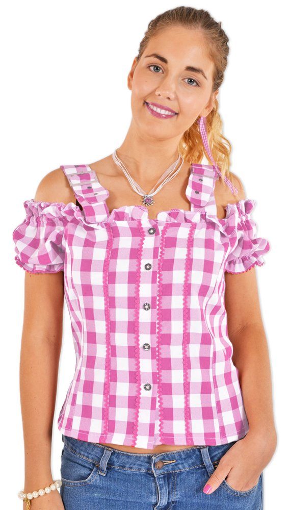 Trachtenbluse Karo Trachtenbluse Mandy - Rosa