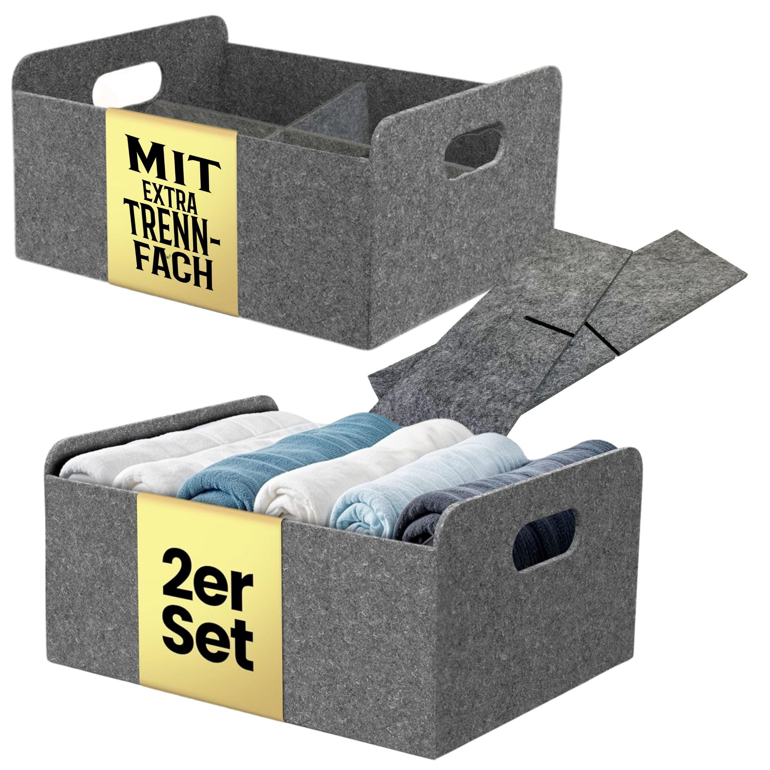 Bada Bing Aufbewahrungskorb Filzkorb grau mit Tännfach faltbarer Organizer günstig online kaufen