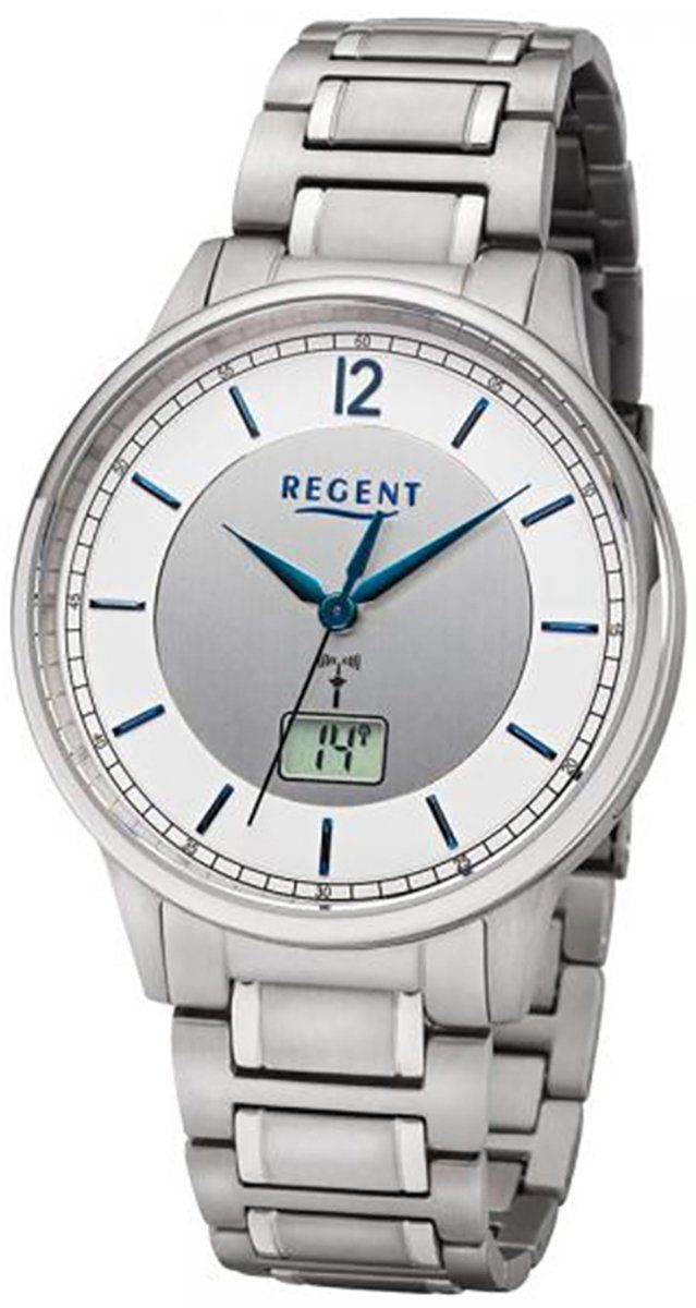 Regent Funkuhr Regent groß rund, Uhr Titanarmband (ca. Titan Funkuhr Funkwerk, Herren FR-250 Herren 41mm)