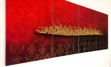 WandbilderXXL Gemälde Golden Way 200 x 80 cm, Abstraktes Gemälde, handgemaltes Unikat