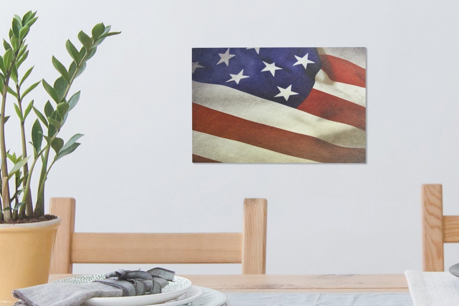 Klassische cm St), Flagge 30x20 Wanddeko, Staaten, OneMillionCanvasses® Leinwandbild Leinwandbilder, Vereinigte (1 Wandbild Aufhängefertig,