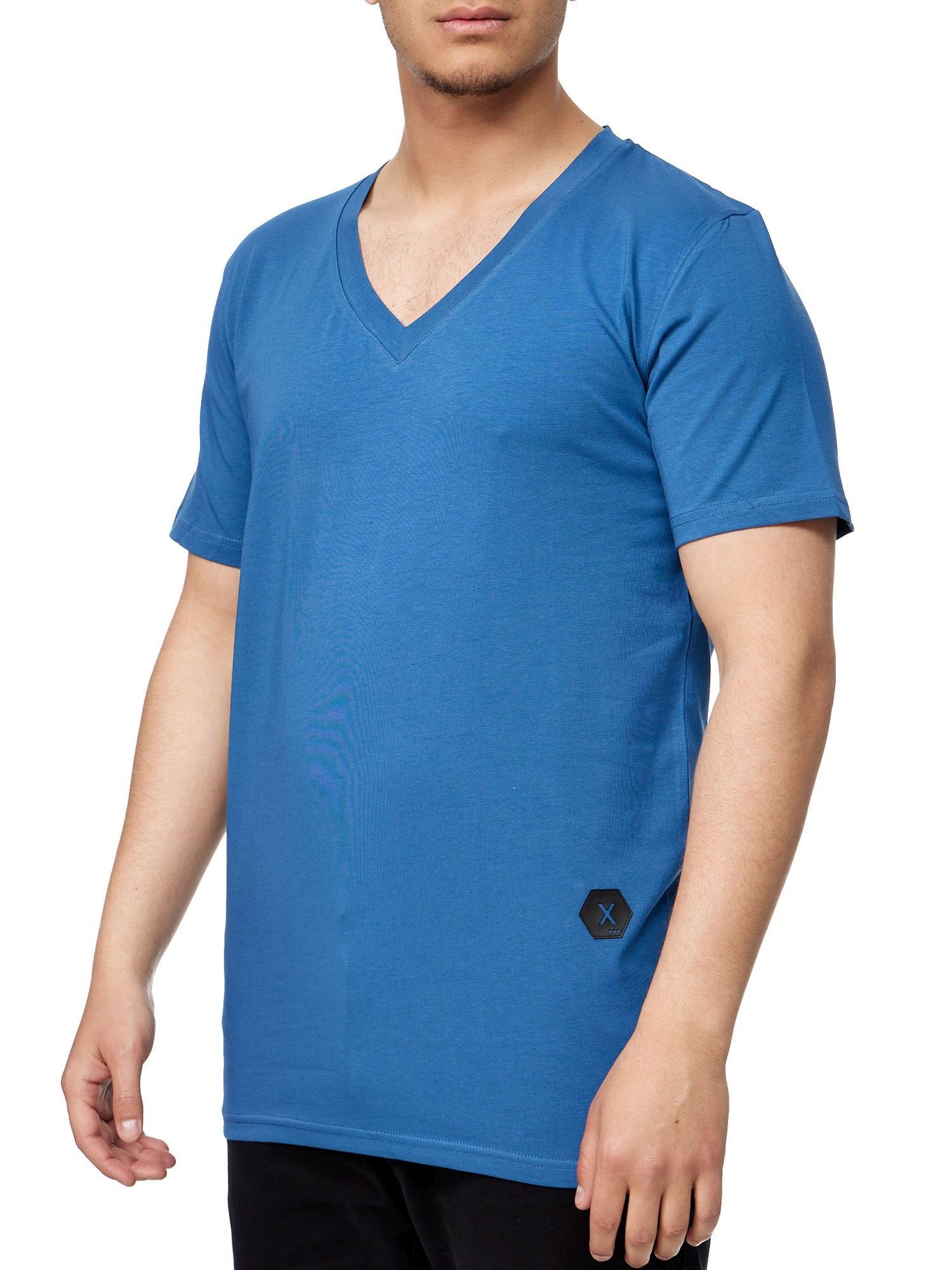 John Kayna T-Shirt (Shirt Casual Kayna Poloshirt Herren Tee, Tshirt für Tee Shirt Männer Polo Blau Freizeit T Polo T-Shirt Kurzarmshirt 1-tlg) Fitness John