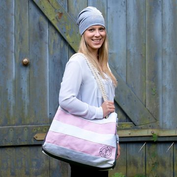 Sonia Originelli Umhängetasche XL Shopper Strandtasche Blockstreifen Ankerlogo Seilkordeln, kleine Innentasche mit Reißverschluss