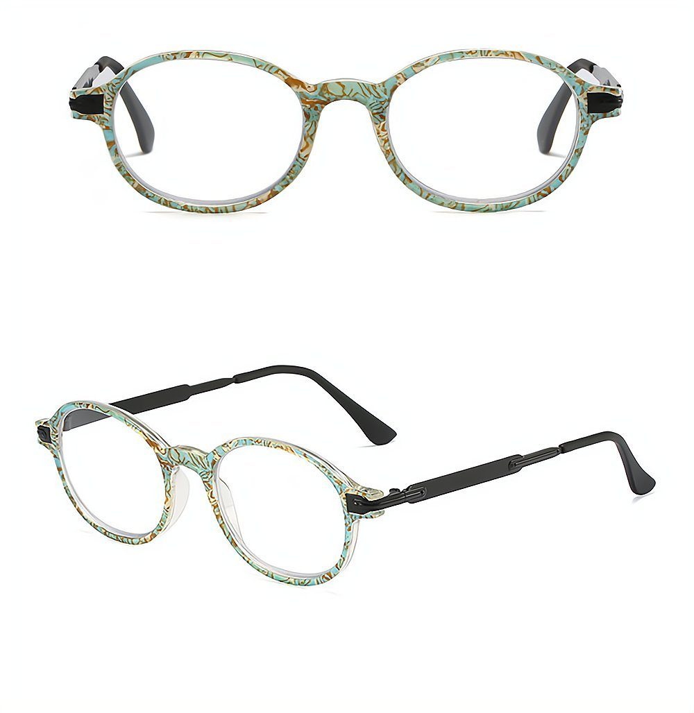 PACIEA Lesebrille Mode bedruckte blaue presbyopische Rahmen anti Gläser grün