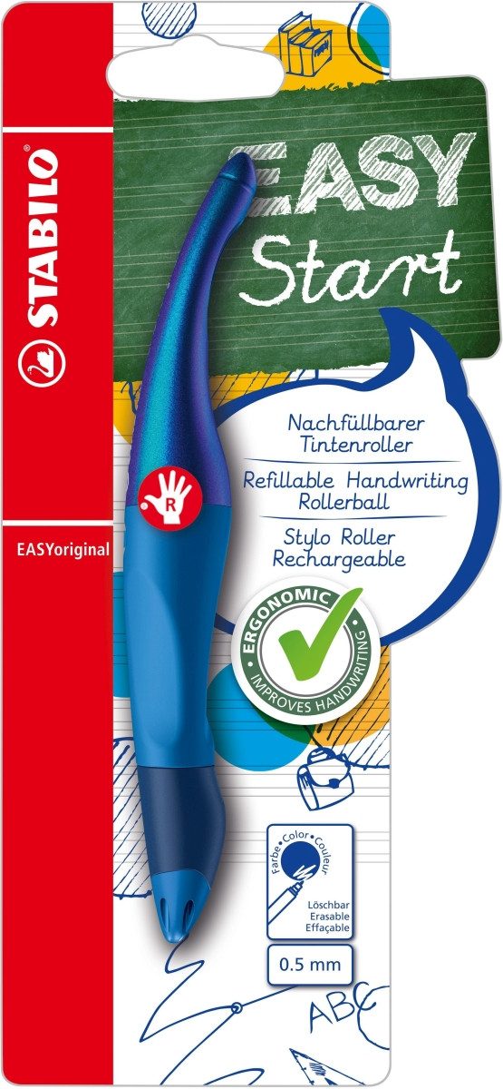 STABILO Tintenfeinschreiber Tintenroller Easyoriginal Rechtshänder Holograph Edition blau Packung
