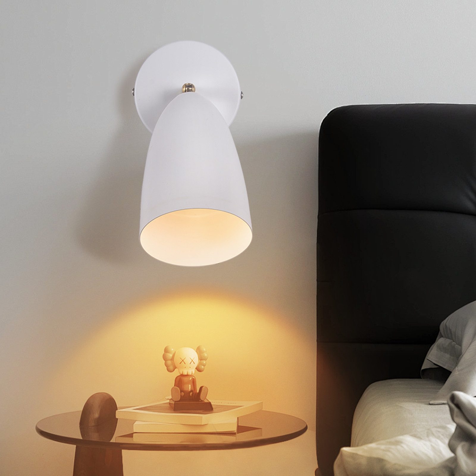 ZMH Wandleuchte Innen Schwarz/Weiß Vintage Einstellbar Wandspot Schlafzimmer Max.40W, Einfache Installation, LED fest integriert, Schwenkbar 350° Deckenlampe Retro GU10 für Wohnzimmer Flur