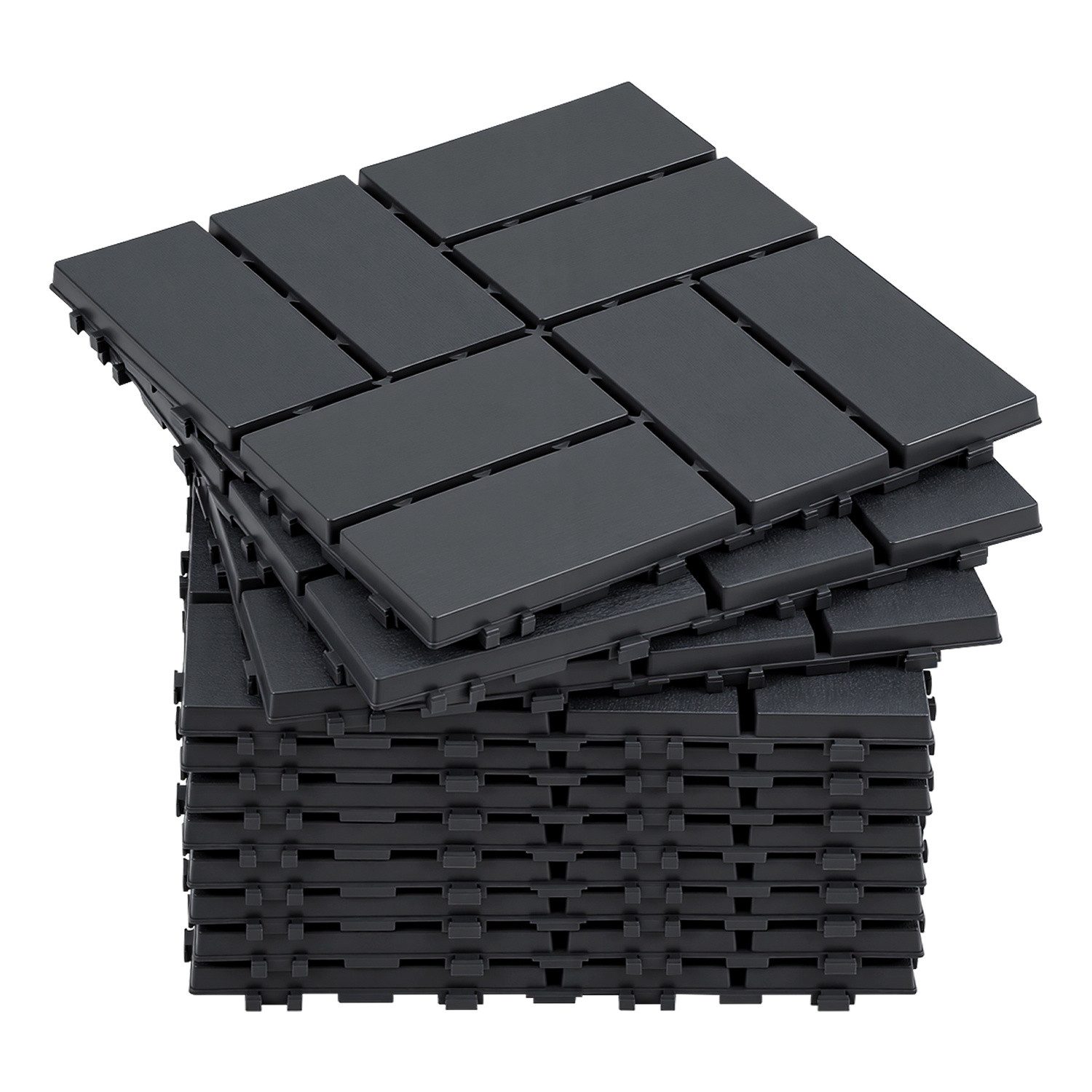 Clanmacy Terrassenplatte 110 Stück Terrassenfliesen 30x30 Kunststoff Klickfliesen anthrazit, Kunststoff 30x30, Anthrazit