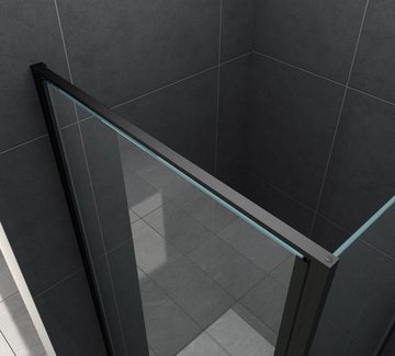Home Systeme Eckdusche LIFE (schwarz) Duschkabine Dusche Duschwand Duschabtrennung Duschtür, BxT: 80x80 cm