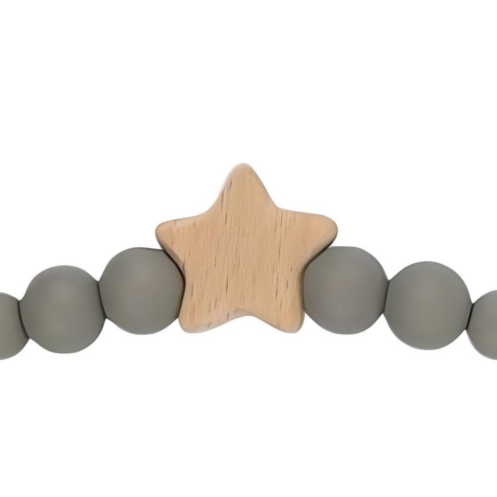 Zayno Schnullerbefestigung Schnullerkette "Sternchen" in Silbergrau, (Packung, 1-tlg., Ermuntert, den Schnuller eigenständig zu greifen), Beeindruckt mit einem zeitlosen Design