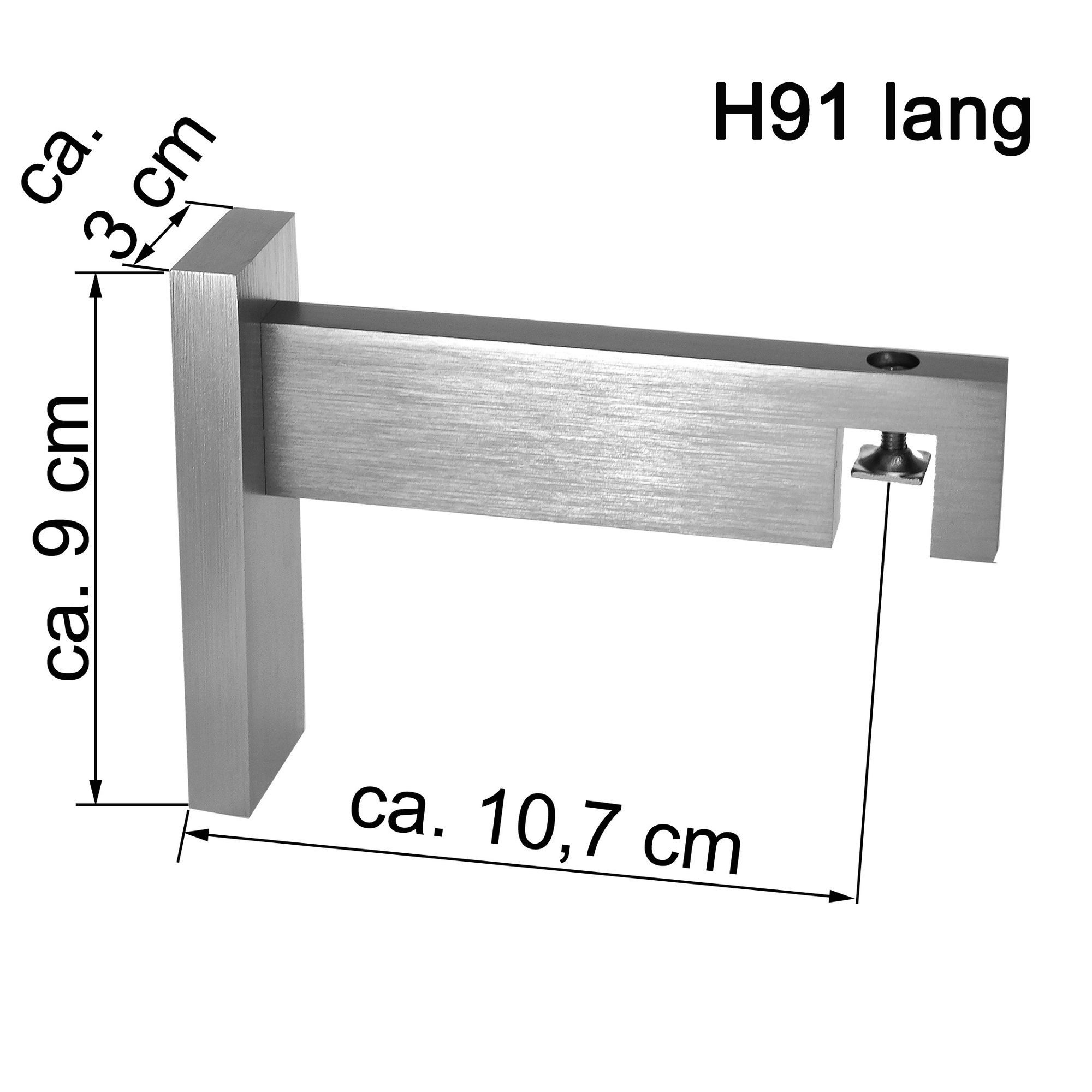 BASIT Gardinenstange eckig Innenlauf Edelstahloptik 30x14 mm mit Wandträgern 200 cm E94, Ø 30 mm, 1-läufig, verschraubt, Aluminium, H91 200 cm E94 mit Kristallen