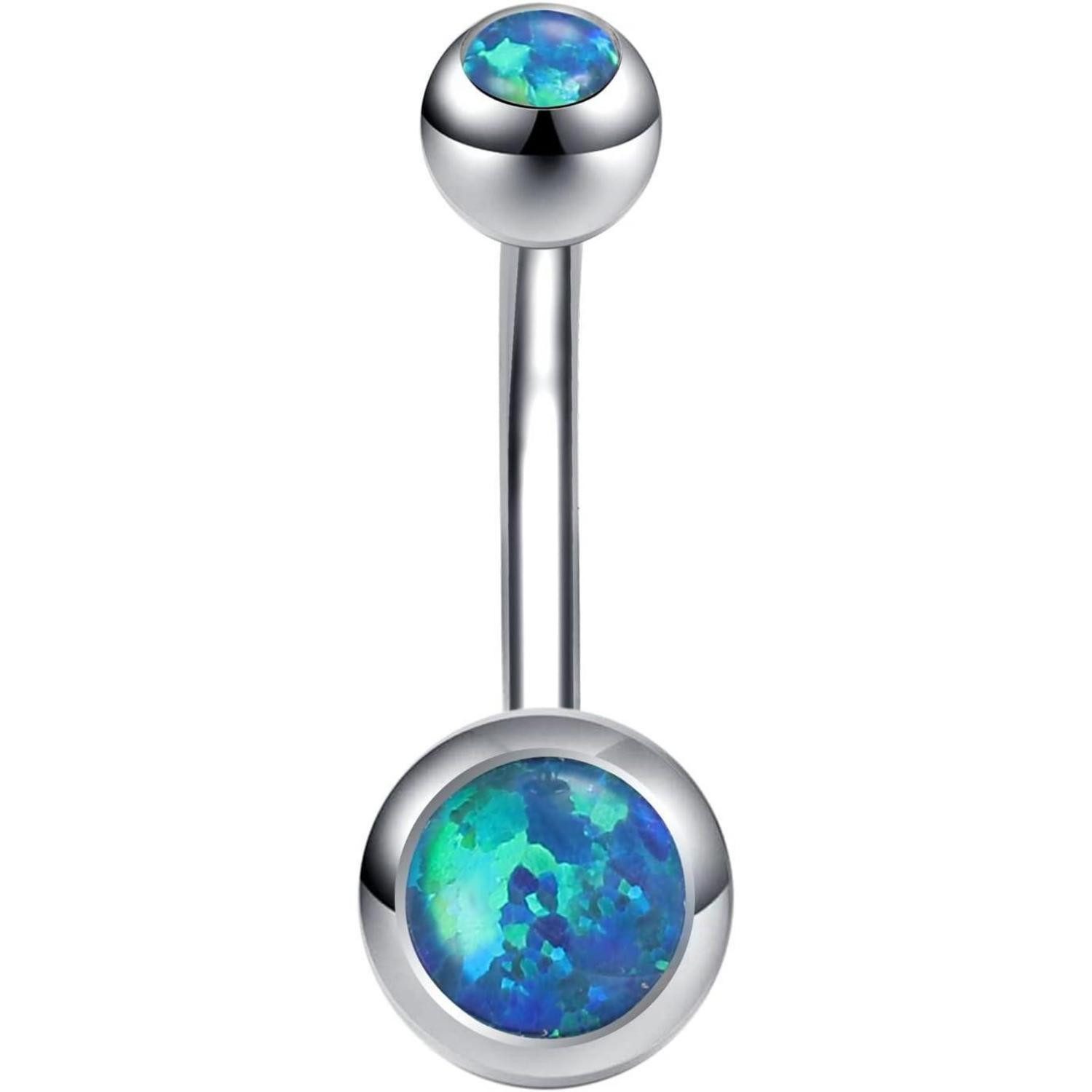 Bauchnabelpiercing Bauchnabelpiercing 316L Chirurgenstahl Opal 14G gebogen Schmuck