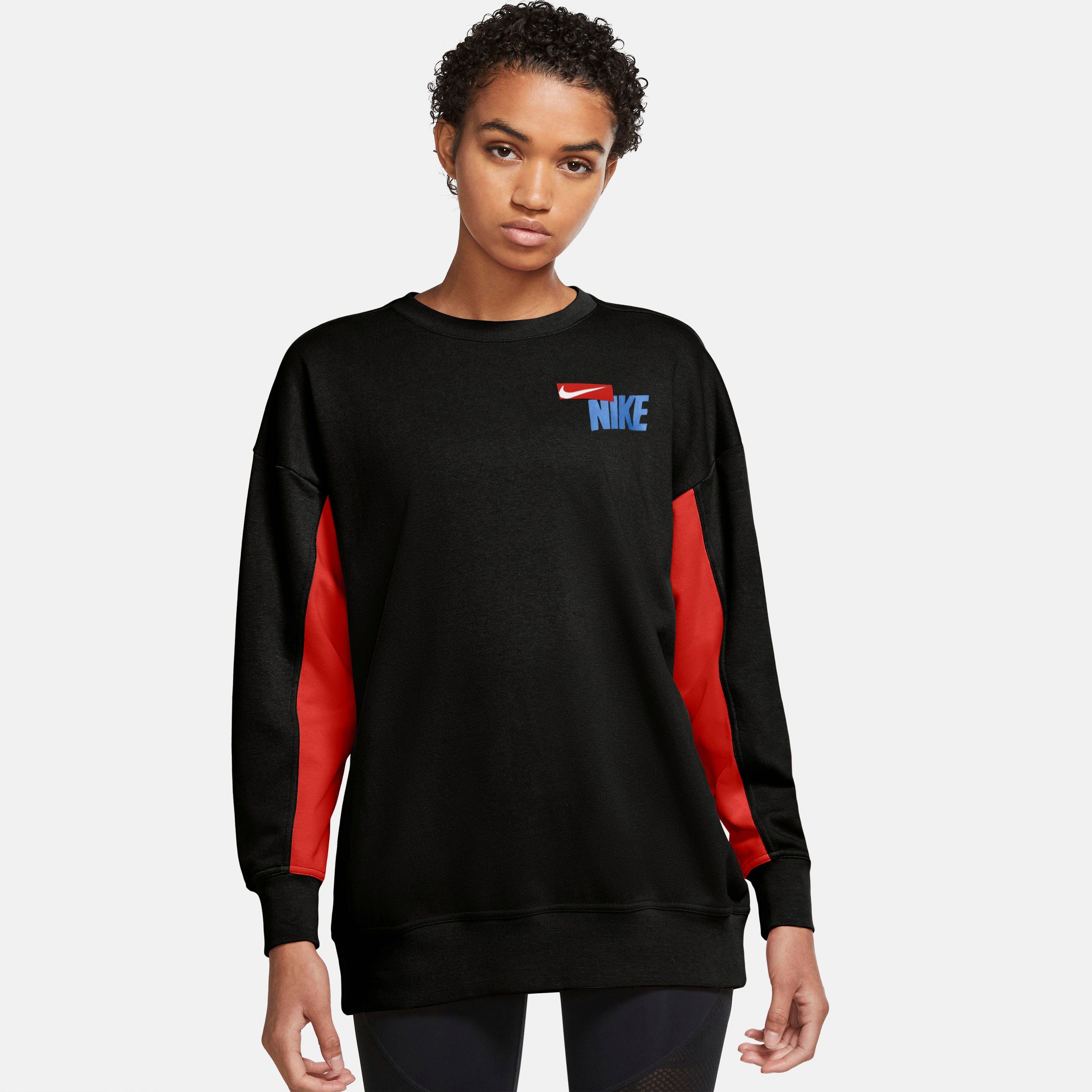 nike dri fit get fit women's graphic crew neck sweatshirt