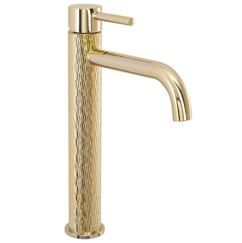 wohnwerk.idee Badarmatur Waschbeckenarmatur Wasserhahn Gold Einhebelmischer Lungo