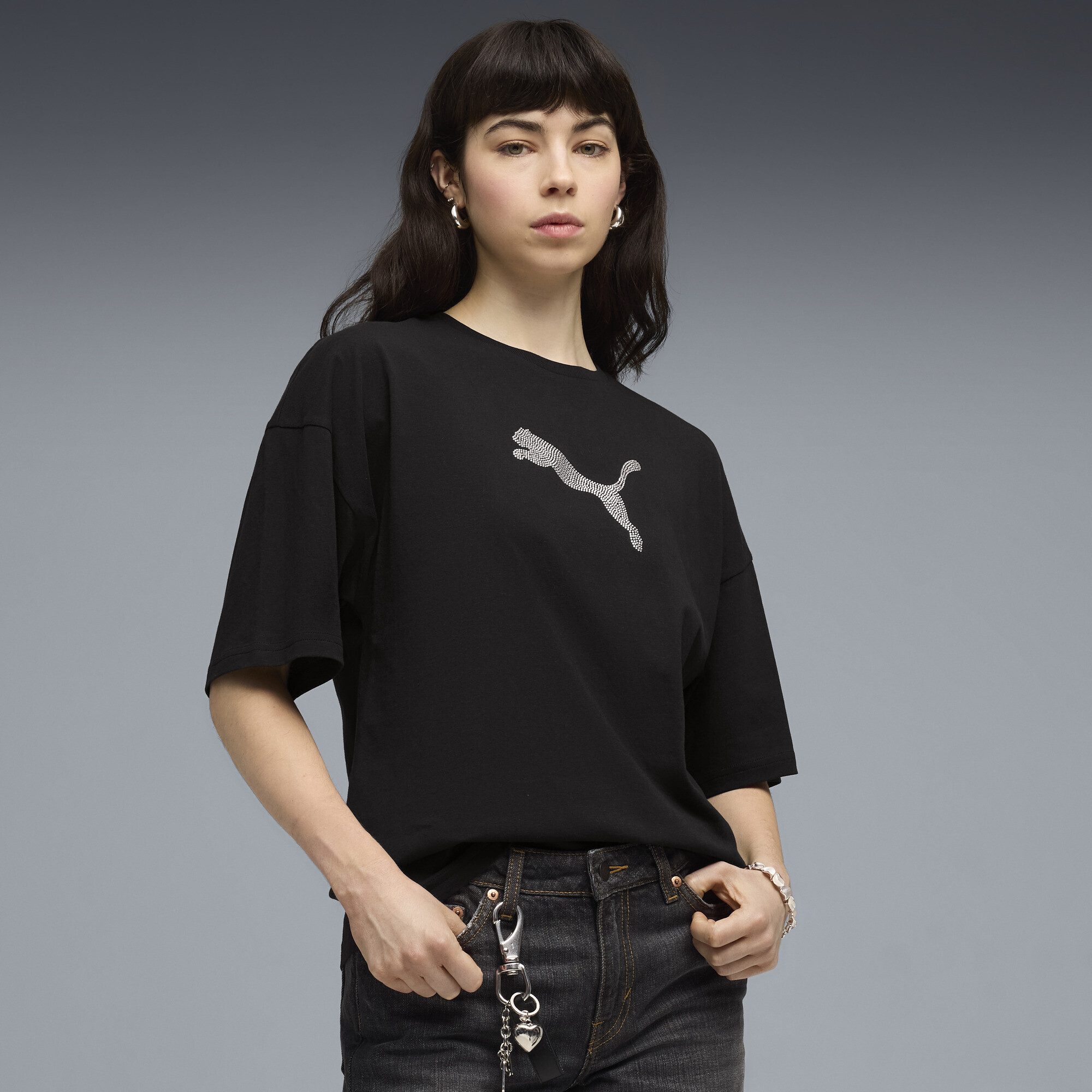 PUMA T-Shirt Essentials Graphics Bedazzled Oversized T-Shirt Damen