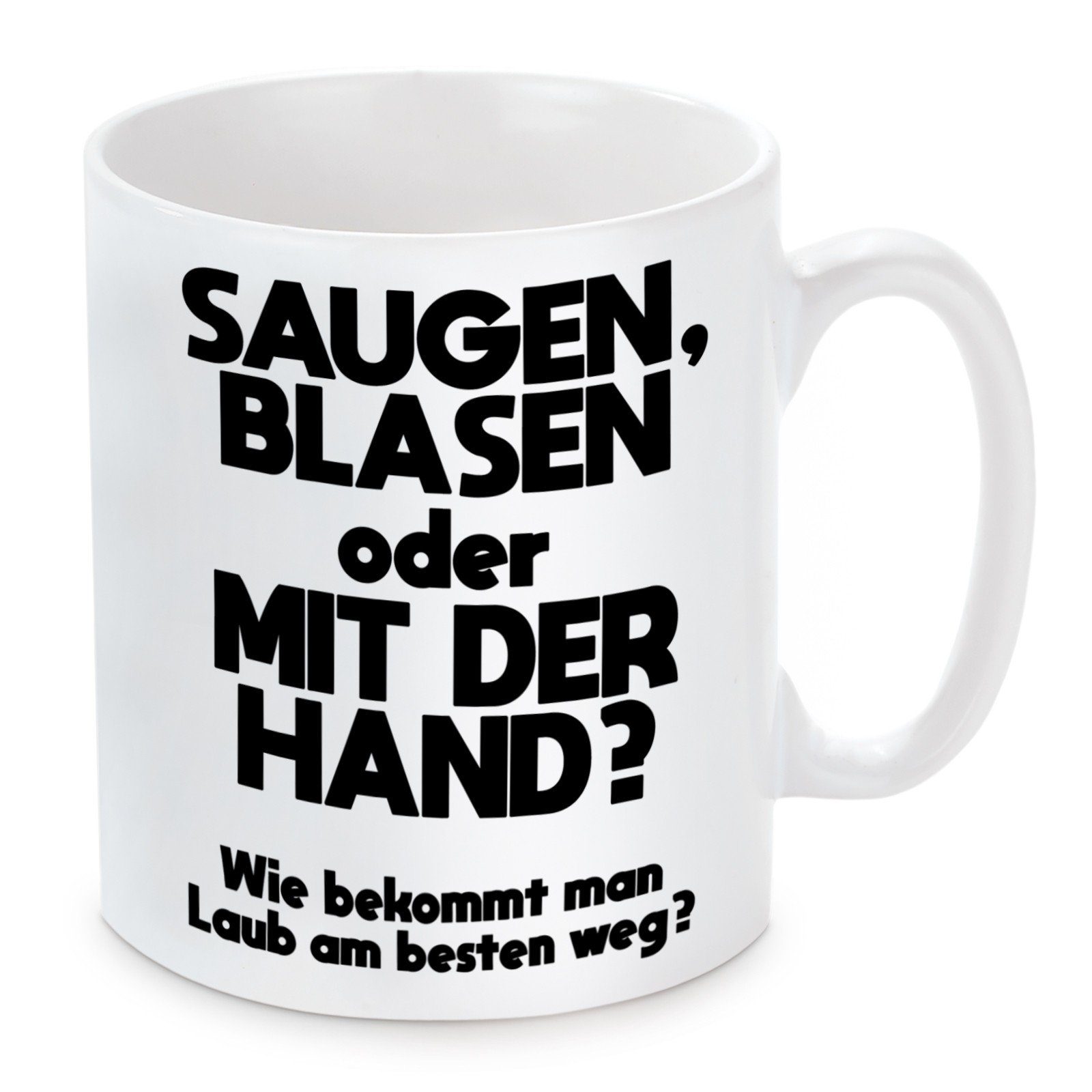 Herzbotschaft Tasse Kaffeebecher mit Motiv Saugen, Blasen oder mit der Hand, Keramik, Kaffeetasse spülmaschinenfest und mikrowellengeeignet