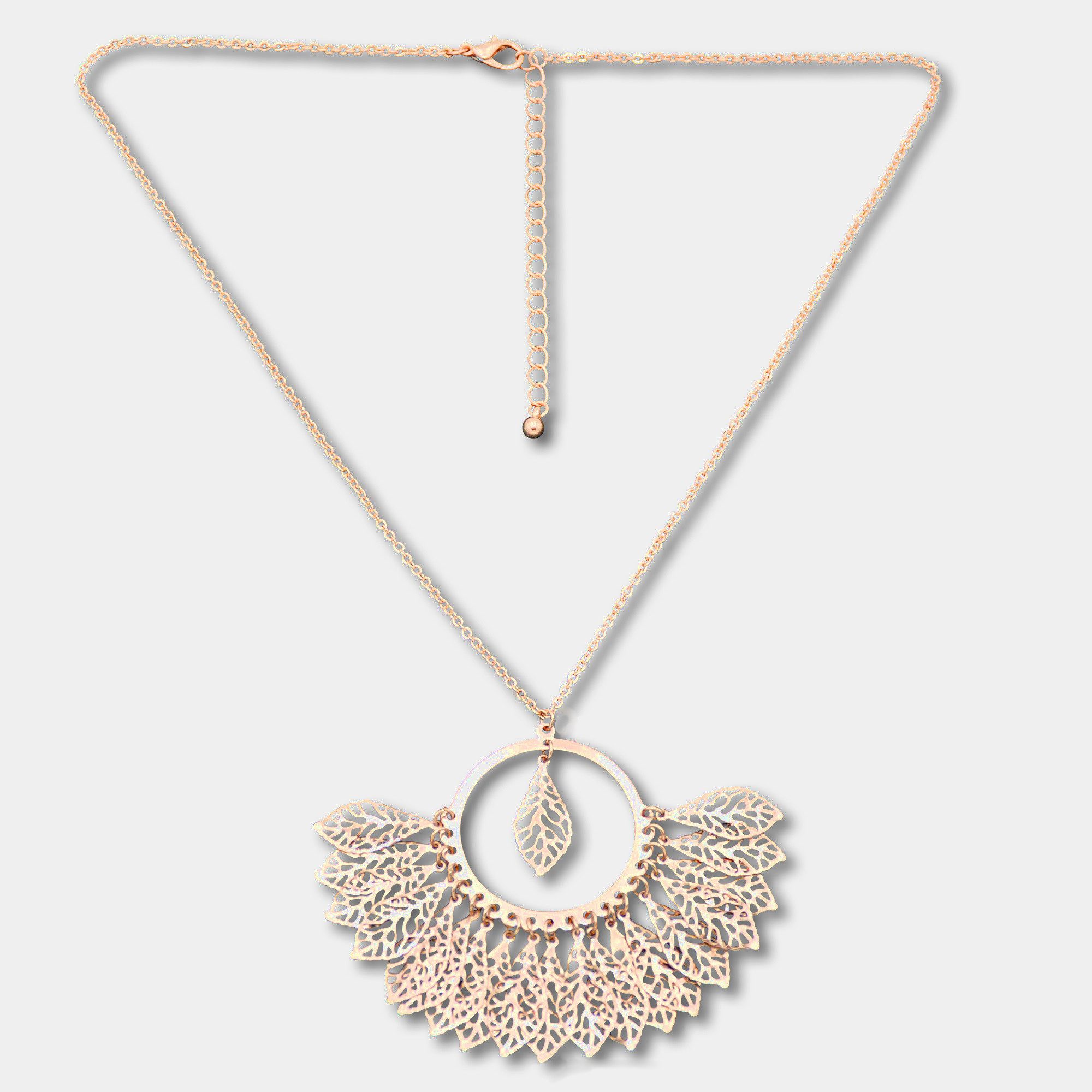 Kette mit Anhänger Blättchenanhänger an Kette goldfarben