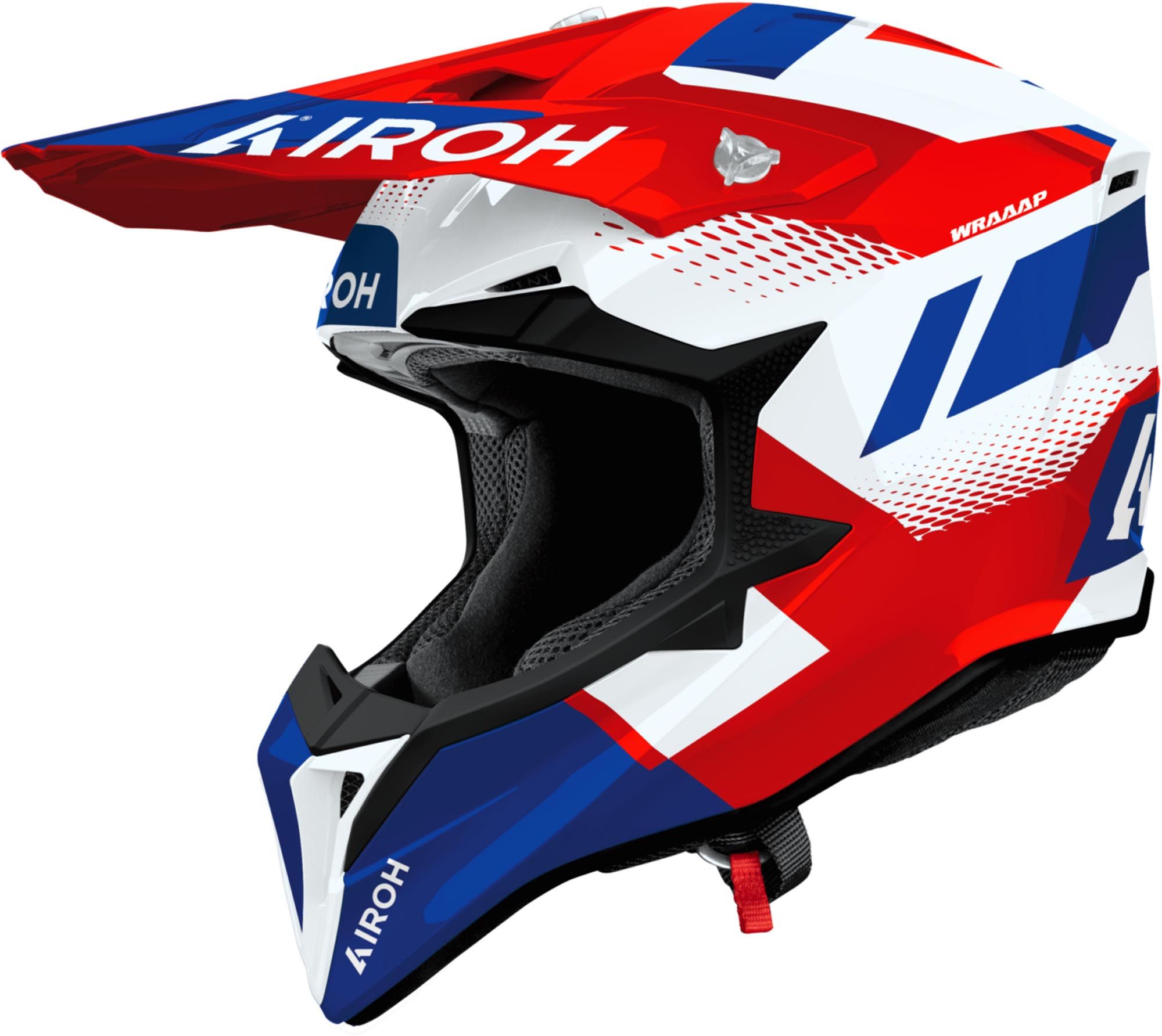 Airoh Motocrosshelm Wraaap Vision Motocross-Helm, vorbereitet für Kommunikationssystem,Notfallsystem-Polsterung (EQ