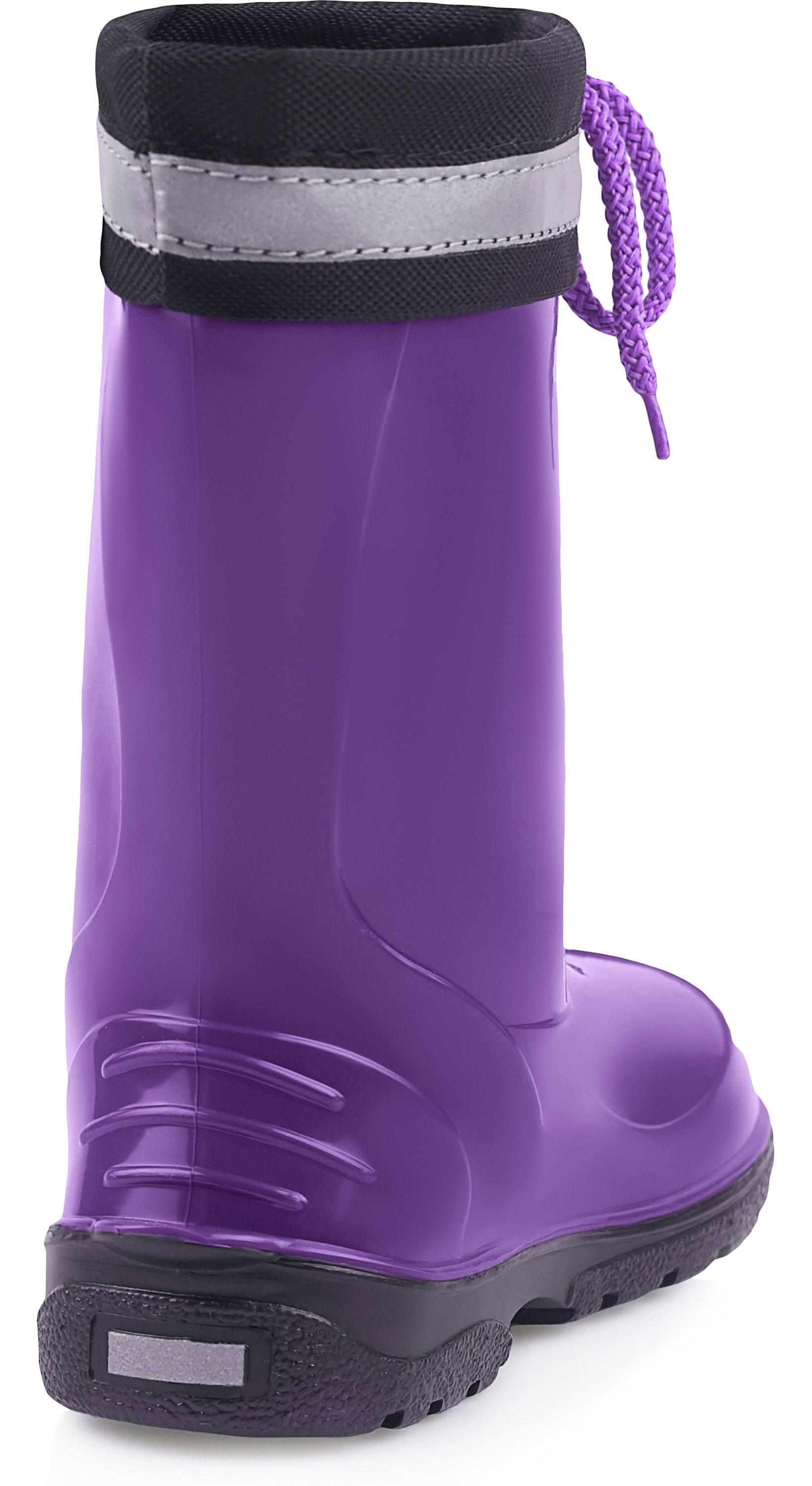 Ladeheid Kinder Gummistiefel mit Gummistiefel Schwarz Violett LA-972 Stulpe