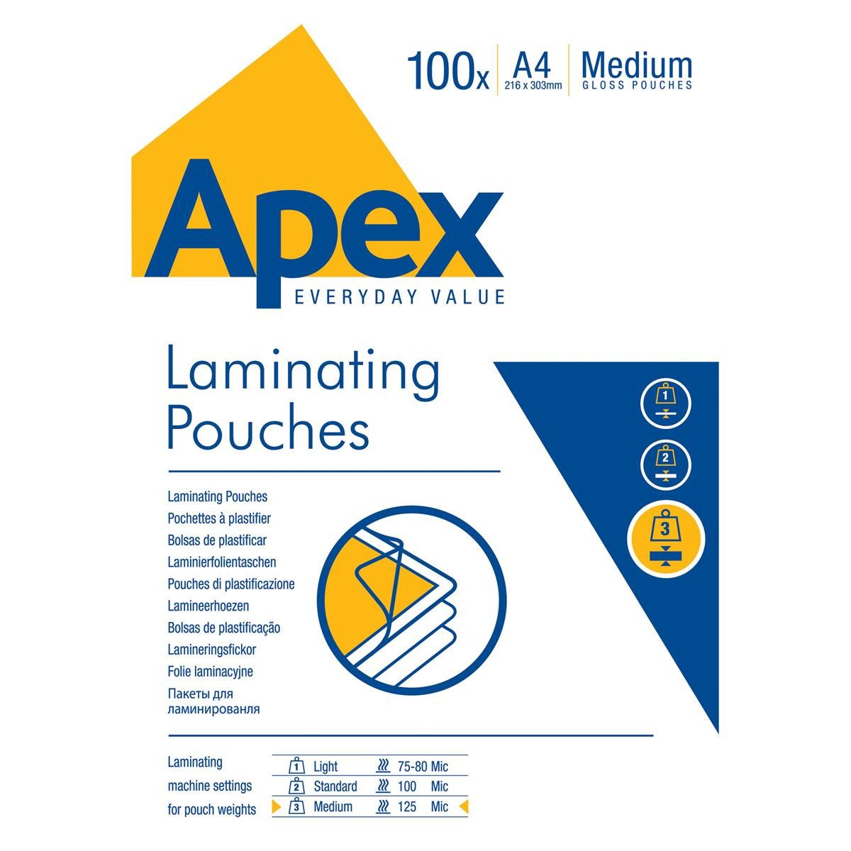 FELLOWES Permanentmarker Fellowes 6003501 Fellowes Laminierfolie Apex A4 Med Duty 100er-Pack