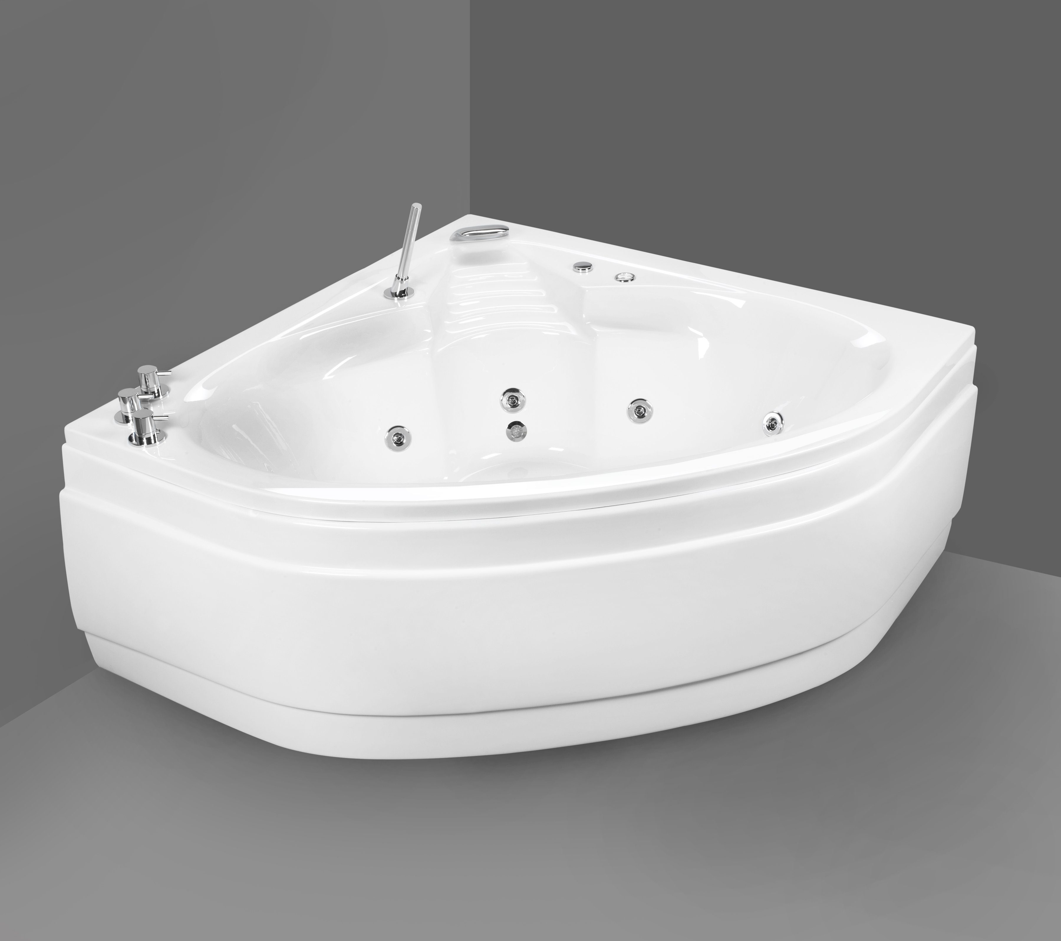 OTTOFOND Whirlpool-Badewanne St. Lucia, (Komplett-Set, 1-tlg), mit Farblichtscheinwerfer, Schürze und Schwallarmatur