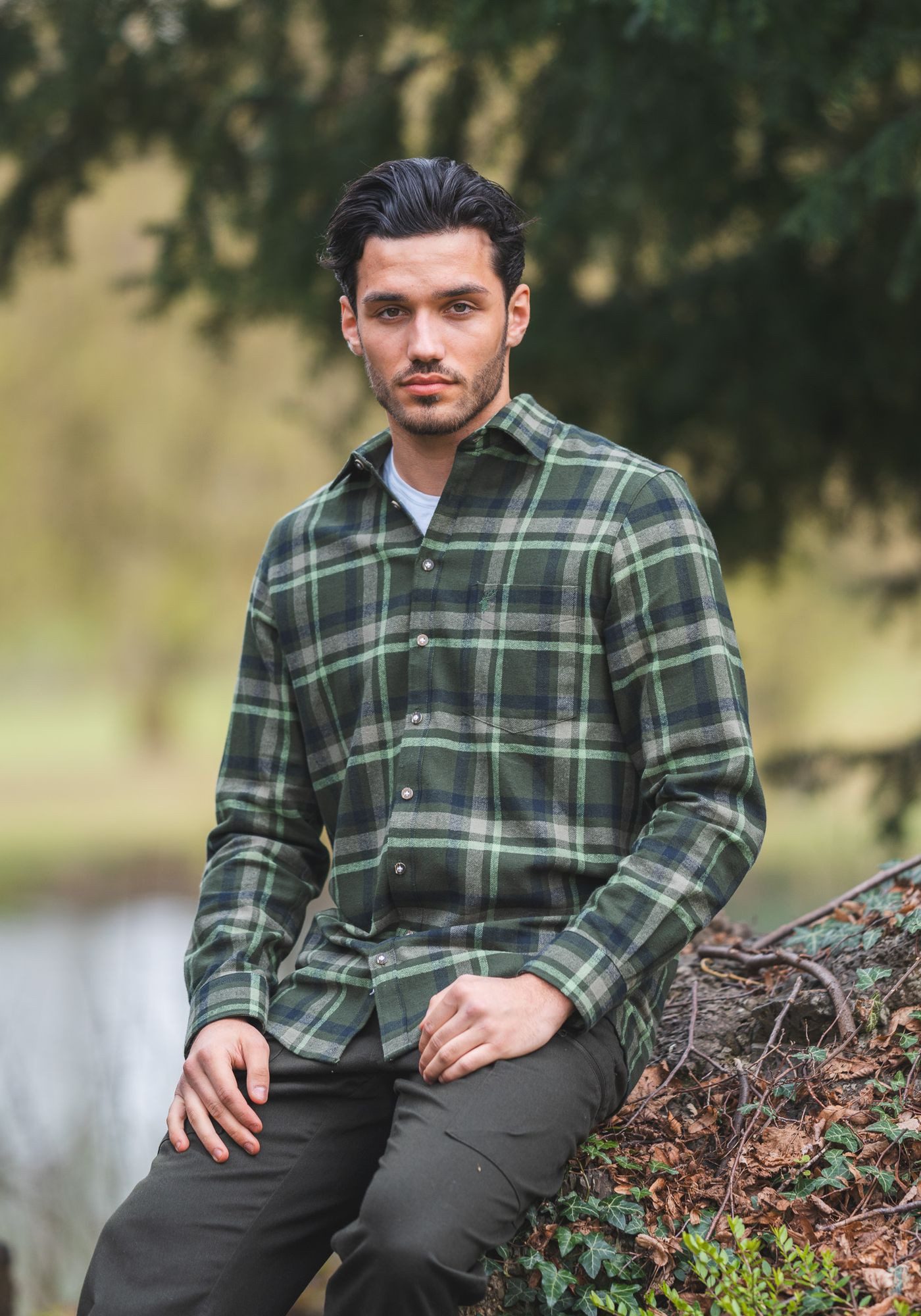 OS Trachten Outdoorhemd Buanor Herren Jagdhemd mit Haifischkragen und aufgesetzter Brusttasche – Bild 4 von 5