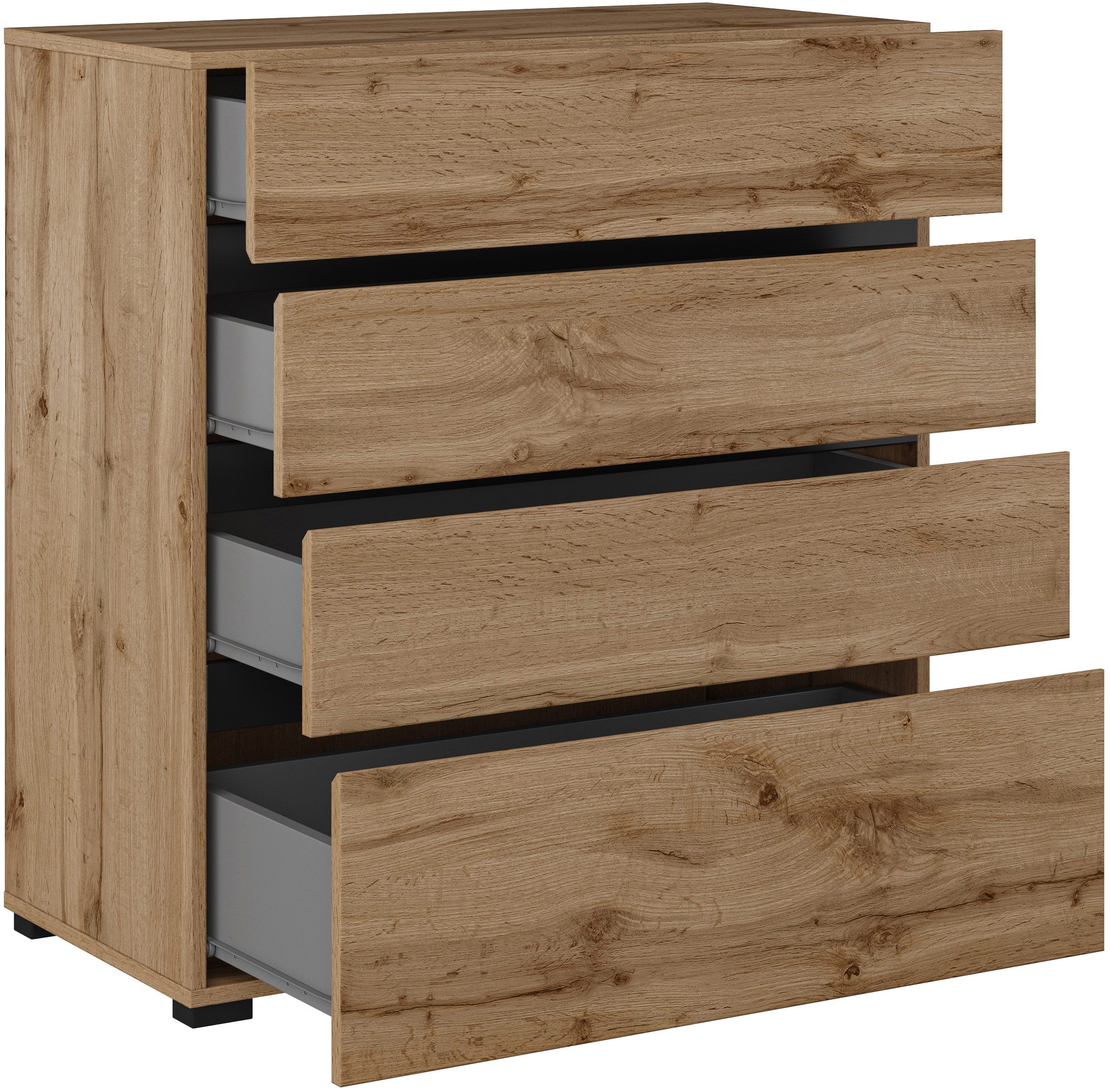 OTTO home Schubkastenkommode Cross, moderne grifflose Kommode, 80x40x85cm (BxTxH), Schubladenschrank, Sideboard mit 4 Schubkasten