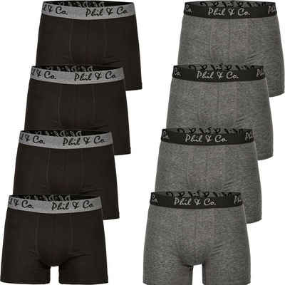 Phil & Co. Trunk PHIL & Co Berlin 8er Pack Herren Boxershorts Pants Trunk Unterhosen Jersey S - 4XL schwarz anthrazit grau (1-St)