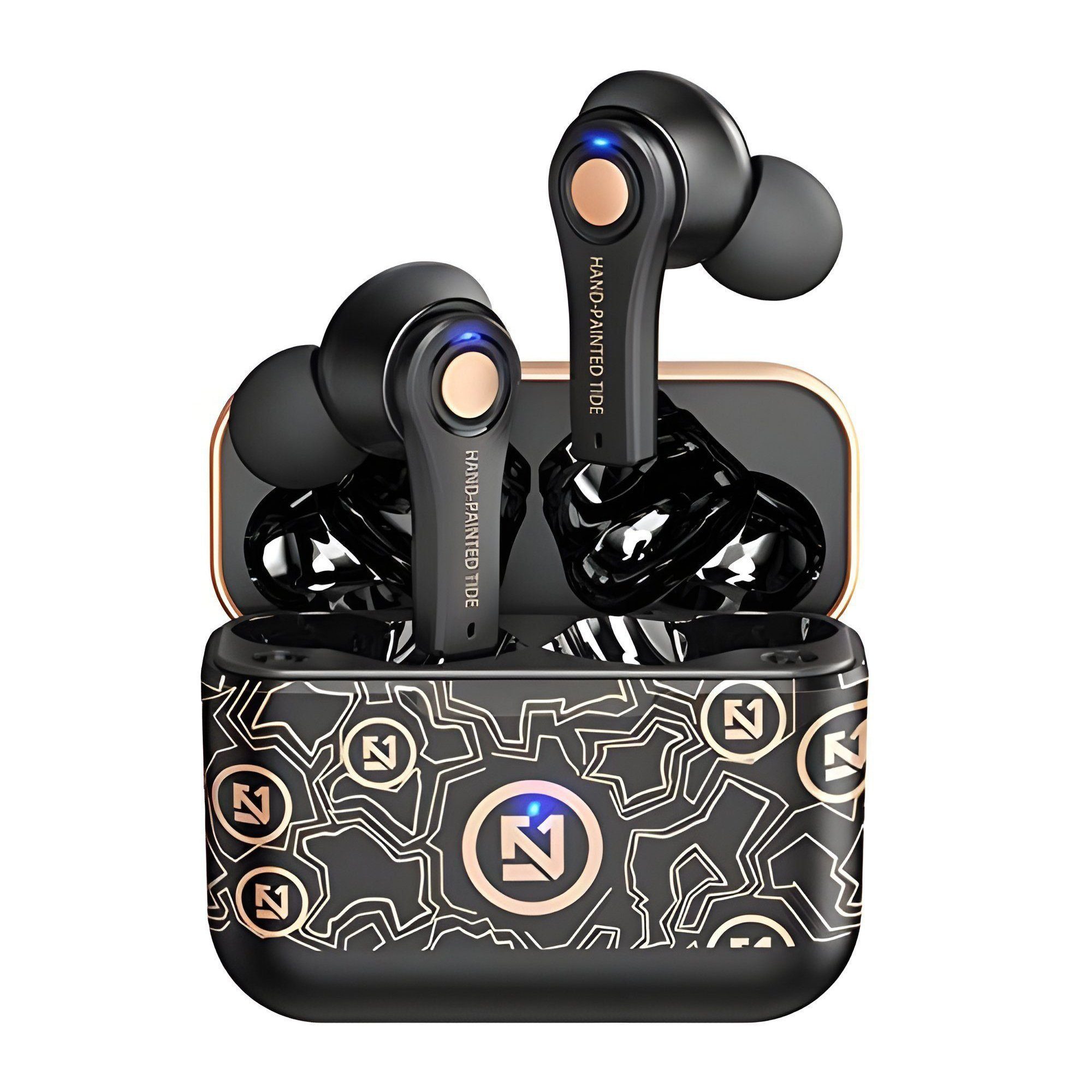 Mutoy Bluetooth Kopfhörer, Kopfhörer Kabellos Bluetooth 5.0 Noise Cancelling In-Ear-Kopfhörer (True Wireless, Tastensteuerung, IP6 Wasserdichte, 40 Stunden Spielzeit) Schwarz