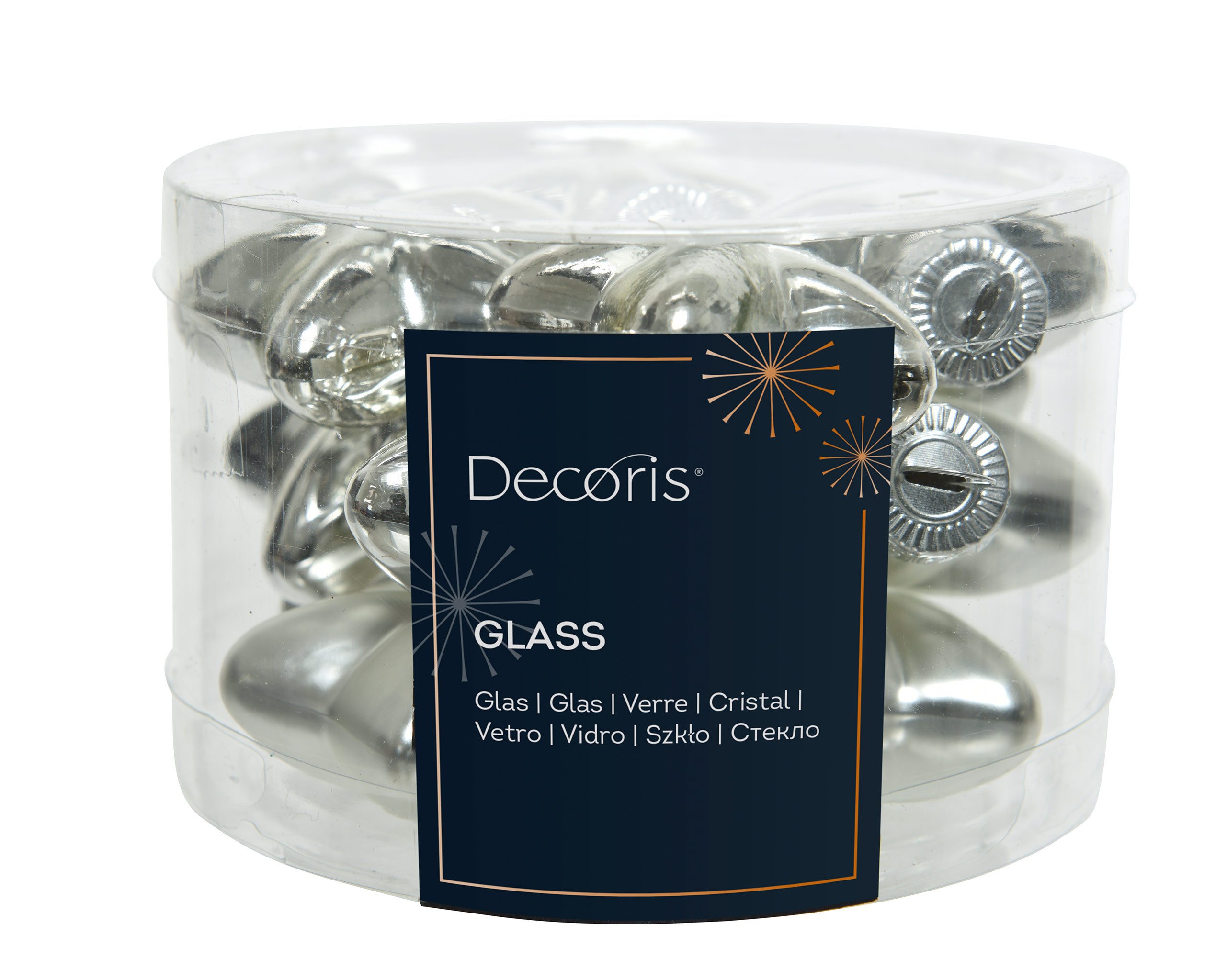 Kaemingk Christbaumschmuck, Christbaumschmuck Sterne 4cm Glas 12 Stück - Silber