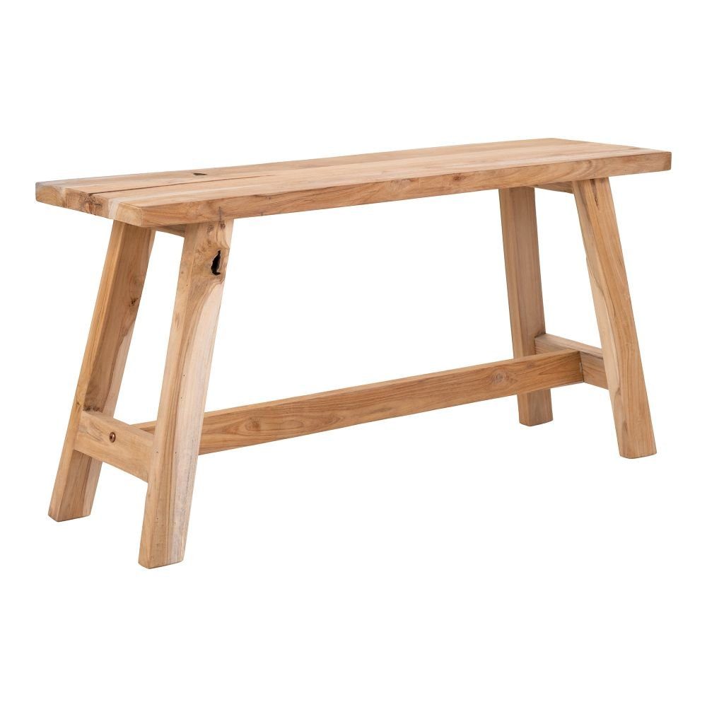 LebensWohnArt Sitzbank Teak Sitzbank GEMI 90cm Natural recyceltes Teakholz Massivholz