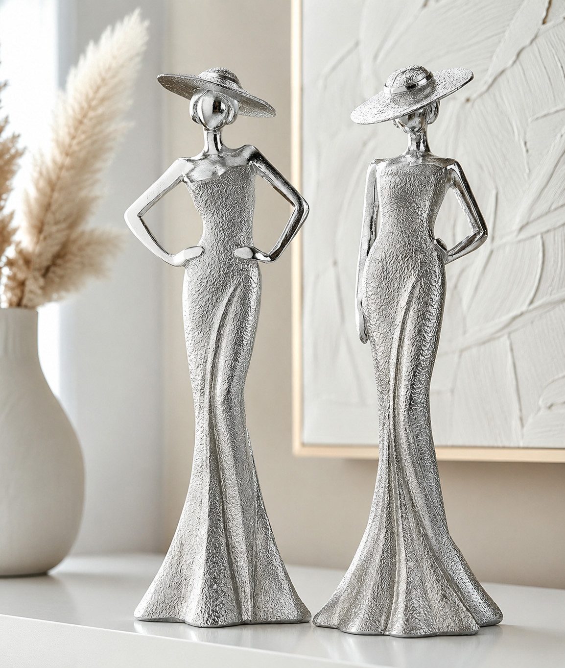 MF Skulptur Dekofigur 2er Set Velmora Ladies Silber 30 cm (2 St)