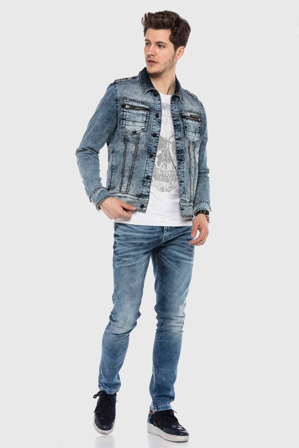 Cipo & Baxx Jeansjacke JEANS JACKET im washed Look – Bild 4 von 5