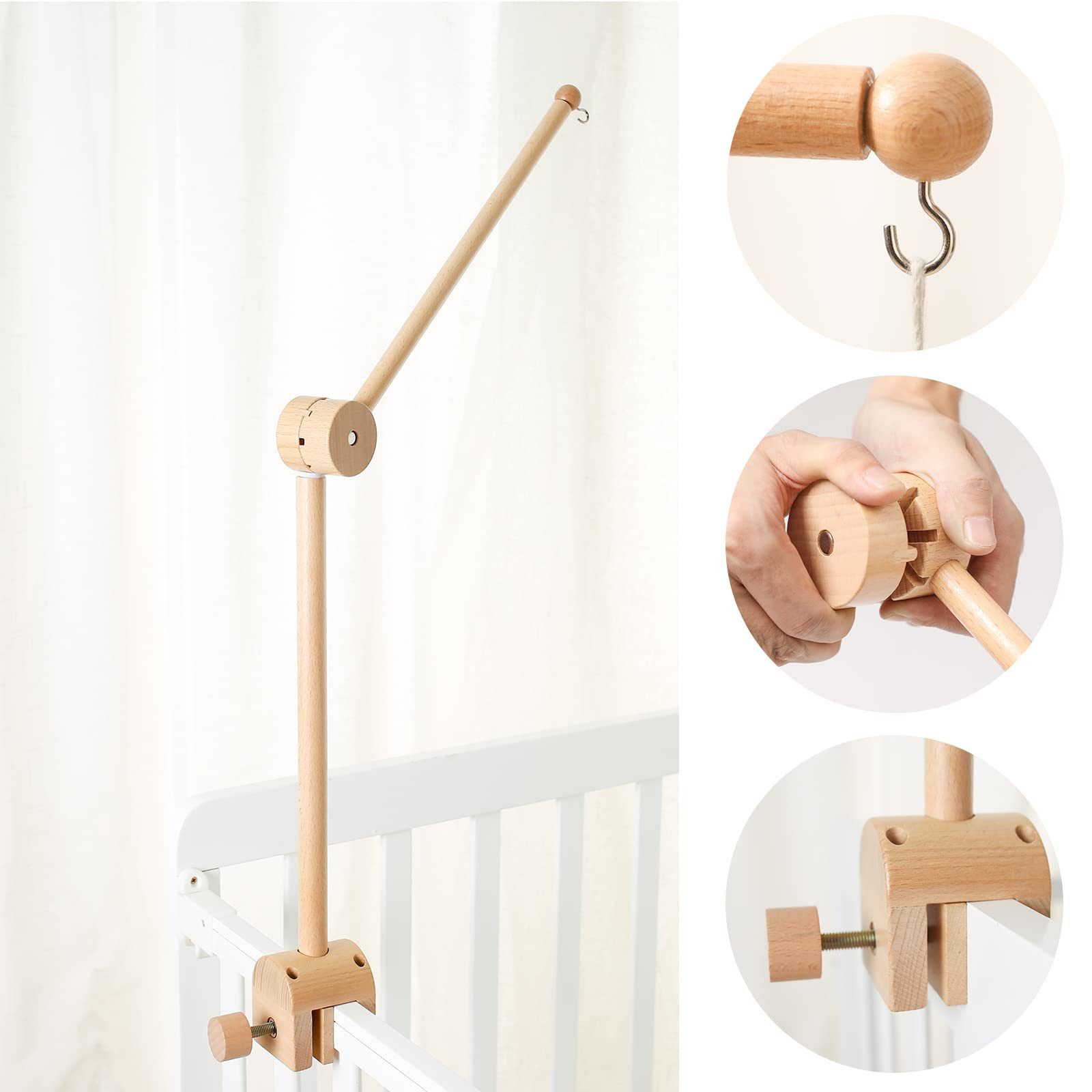 FOUORTUNATE-BEE Wickeltisch Mobile Halterung Holz für Babybett (Mobile Halt günstig online kaufen