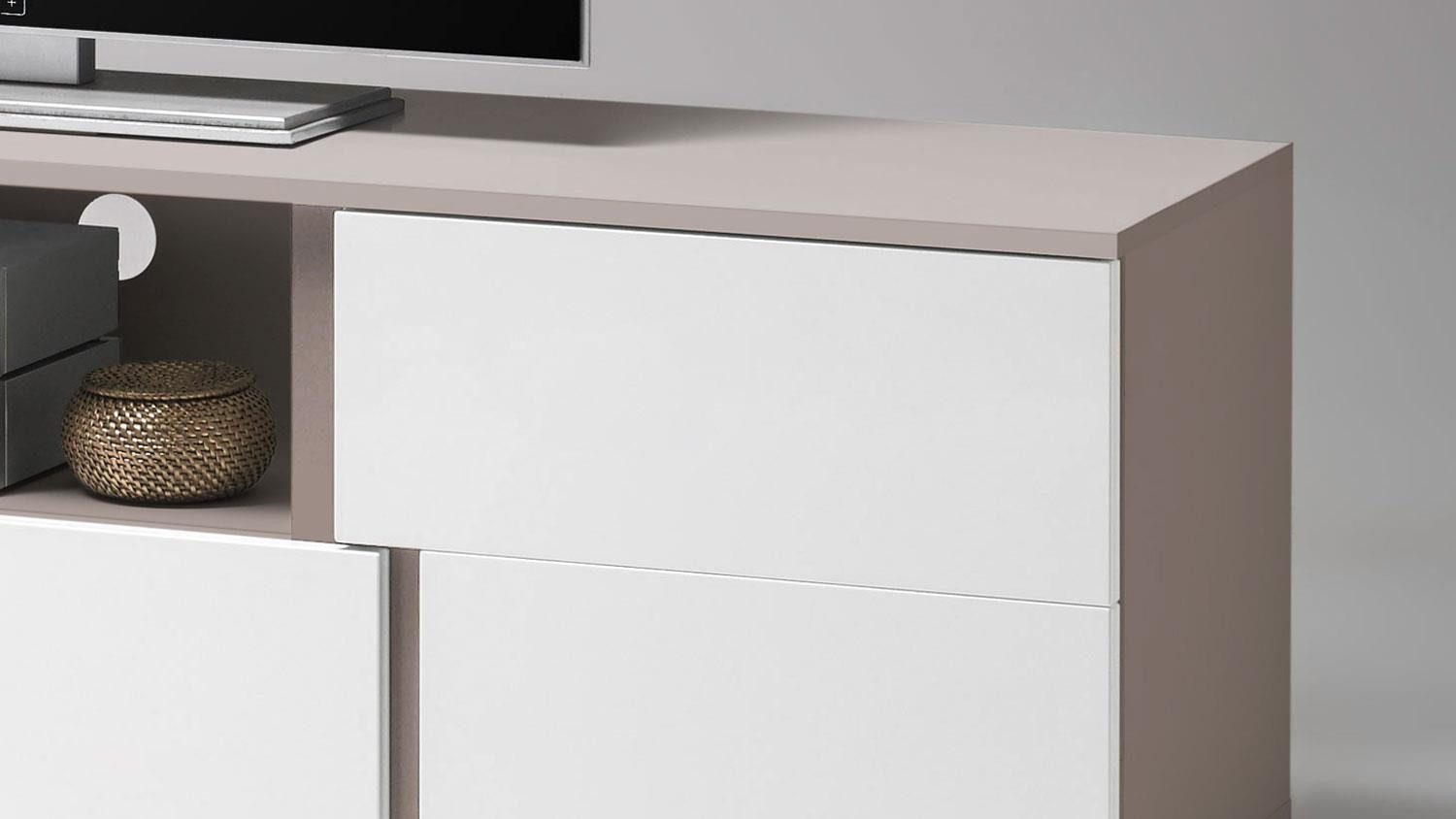 Bega Consult Lowboard Lowboard 5 Quest MDF weiß Hochglanz und cappuccino